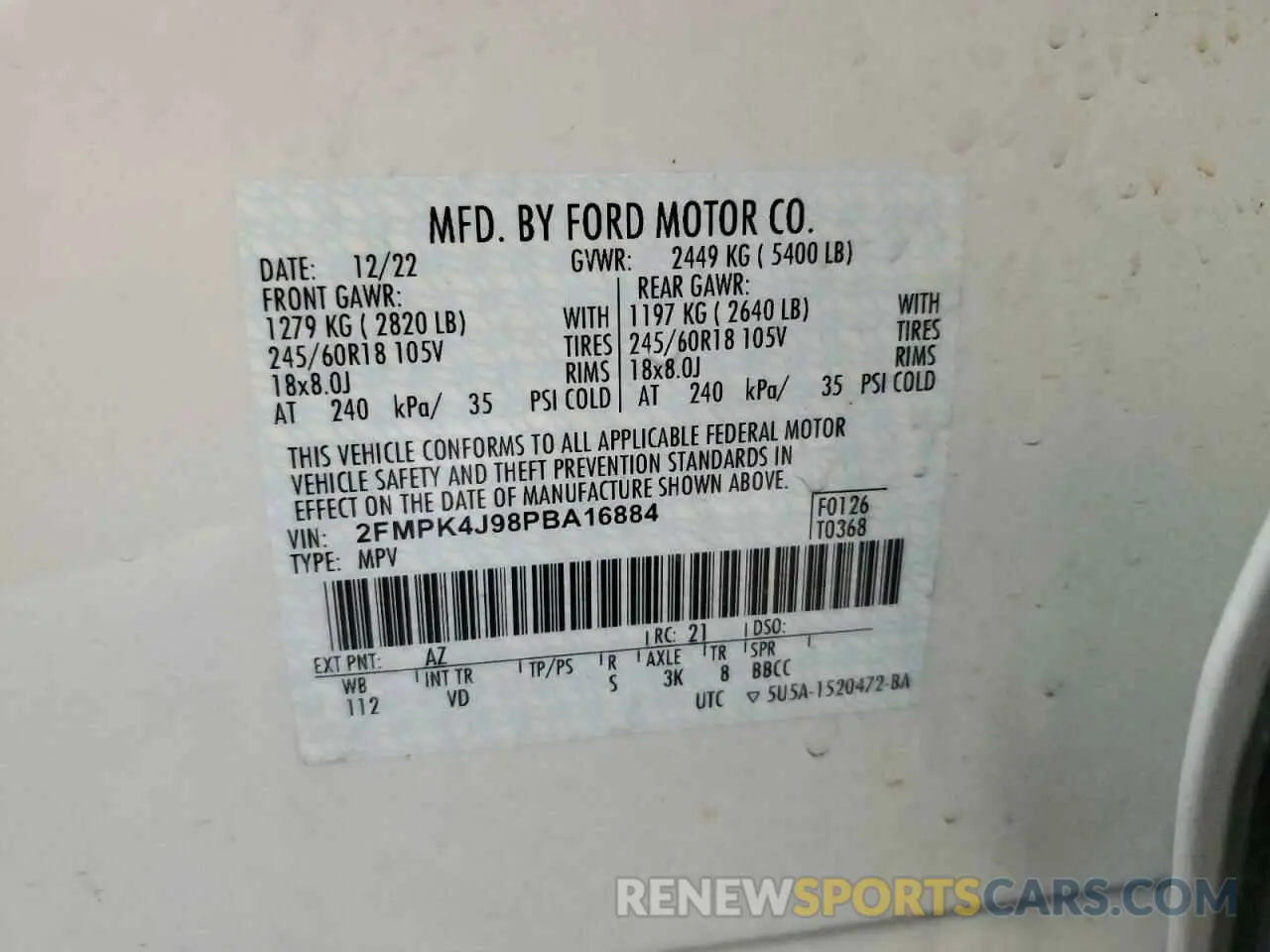 13 Photograph of a damaged car 2FMPK4J98PBA16884 FORD EDGE 2023