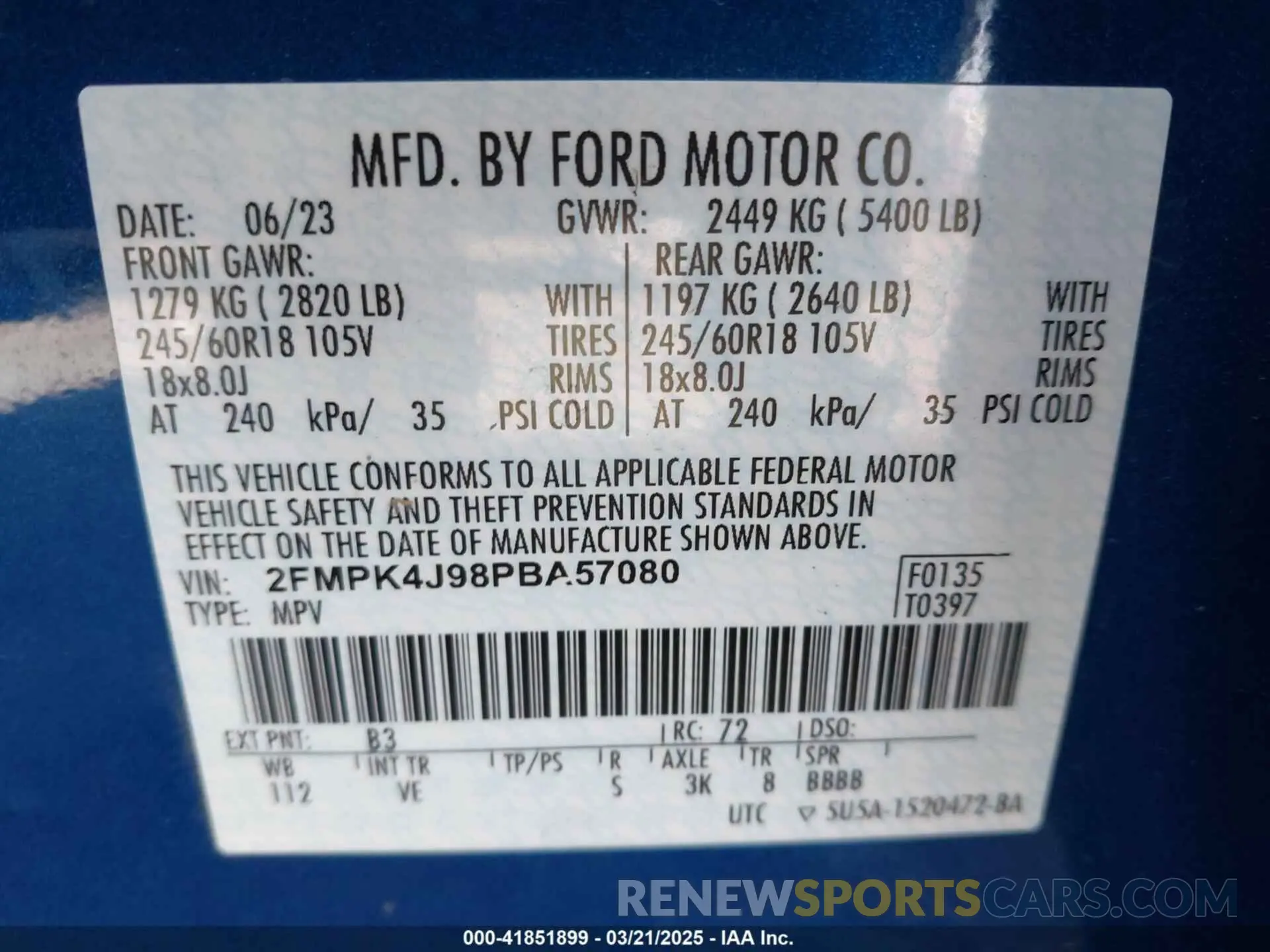 9 Photograph of a damaged car 2FMPK4J98PBA57080 FORD EDGE 2023