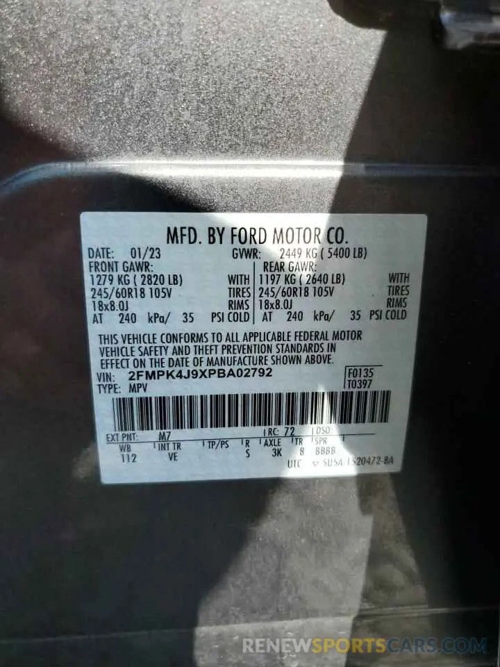 13 Photograph of a damaged car 2FMPK4J9XPBA02792 FORD EDGE 2023