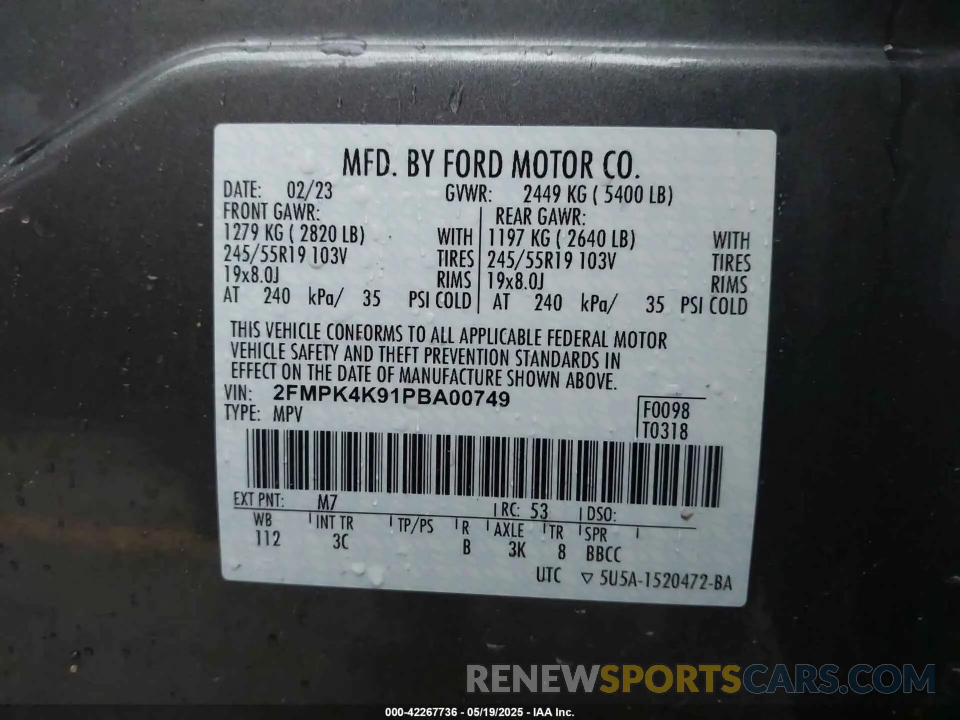 9 Photograph of a damaged car 2FMPK4K91PBA00749 FORD EDGE 2023