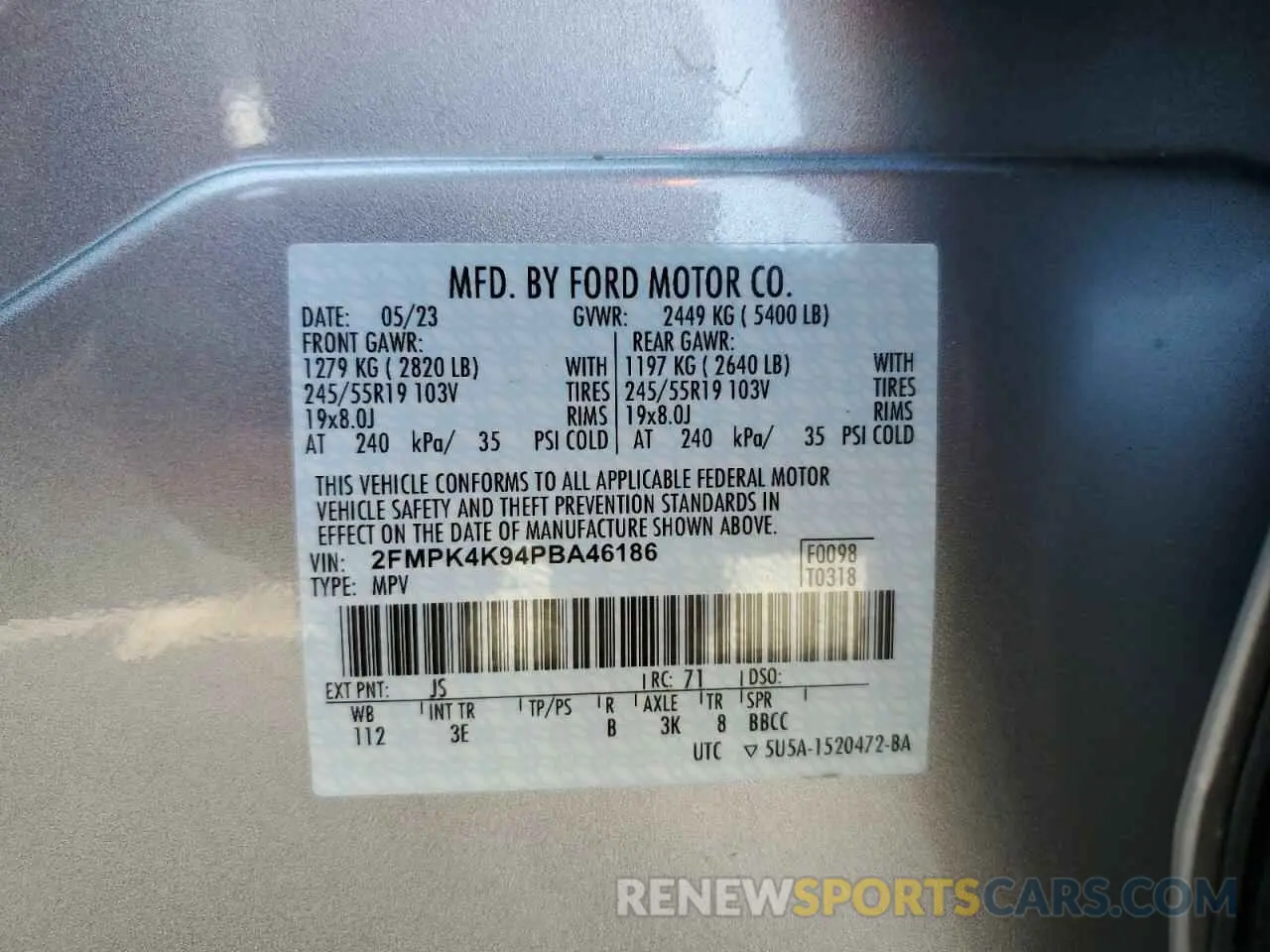 13 Photograph of a damaged car 2FMPK4K94PBA46186 FORD EDGE 2023