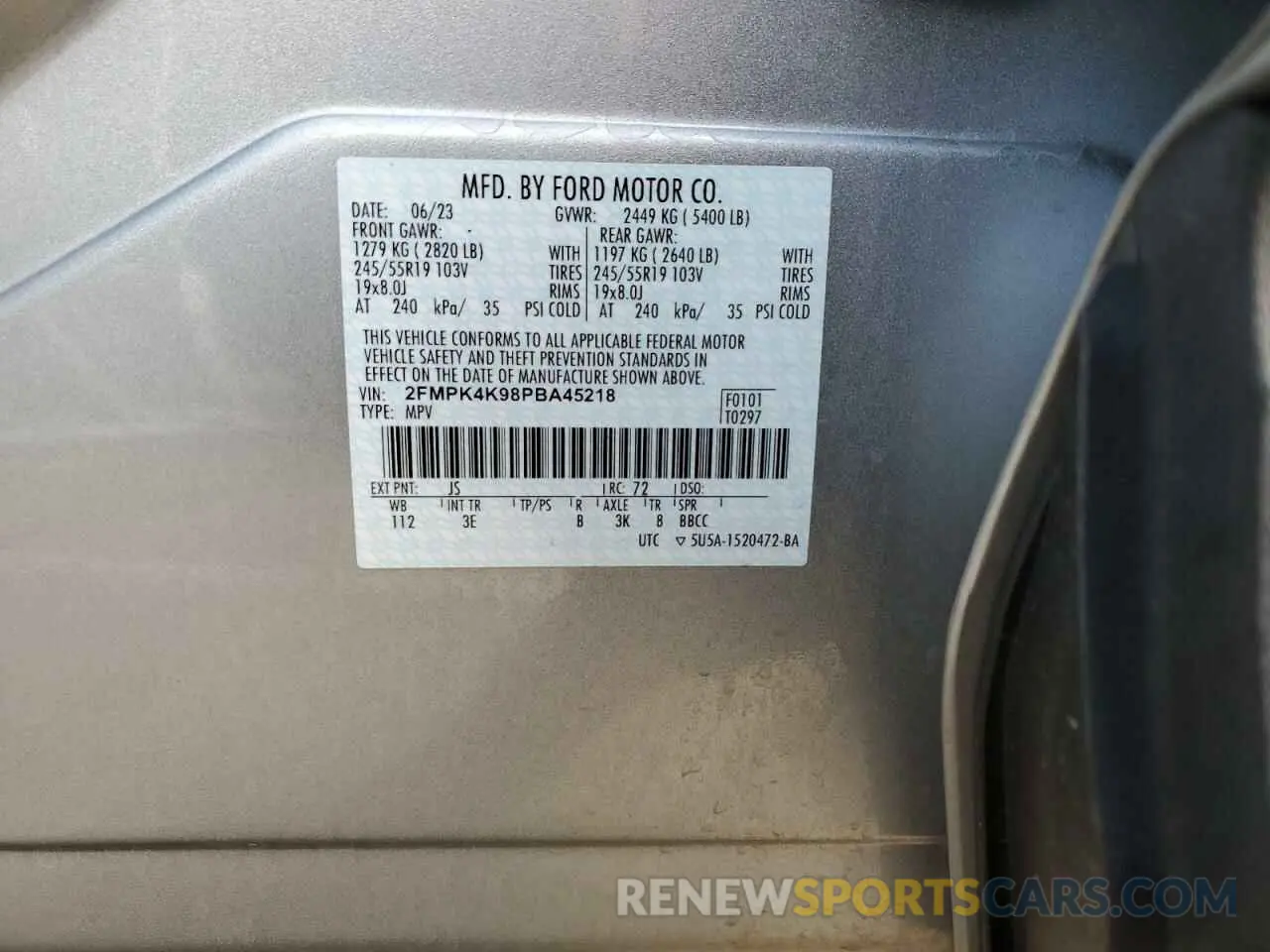 14 Photograph of a damaged car 2FMPK4K98PBA45218 FORD EDGE 2023