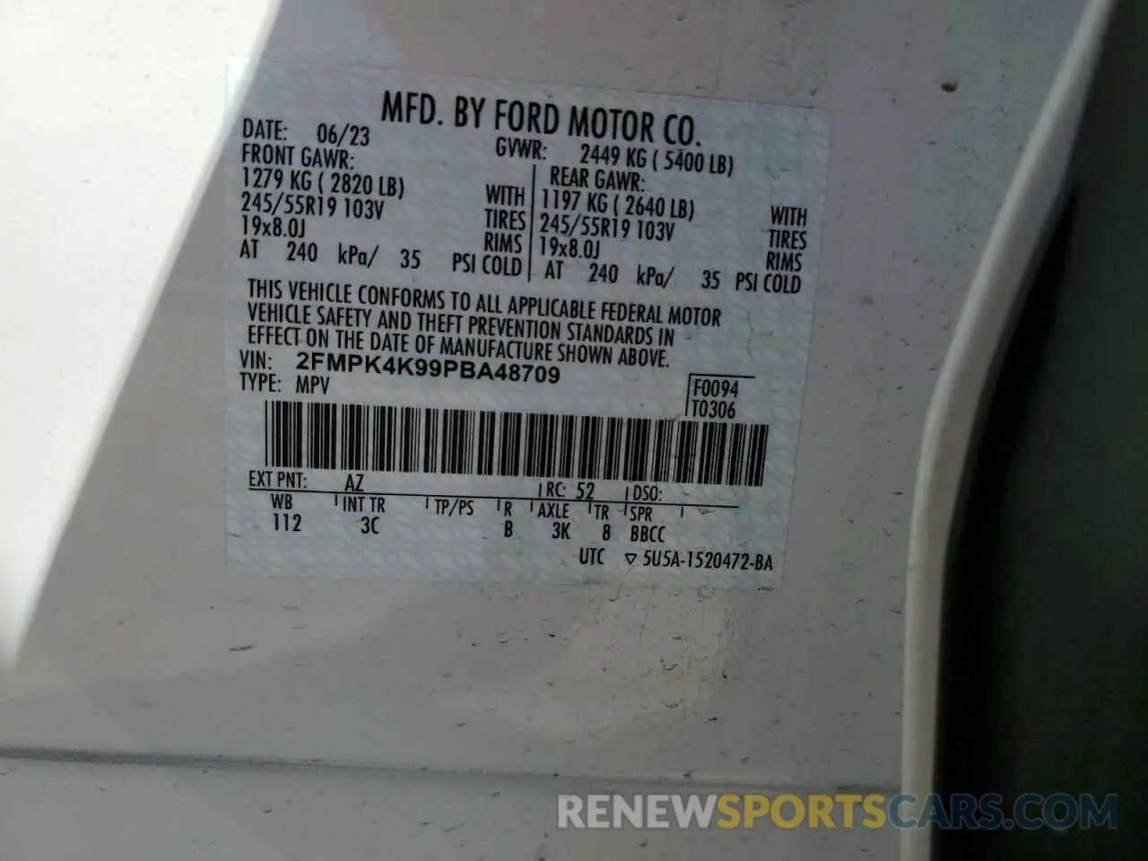 13 Photograph of a damaged car 2FMPK4K99PBA48709 FORD EDGE 2023
