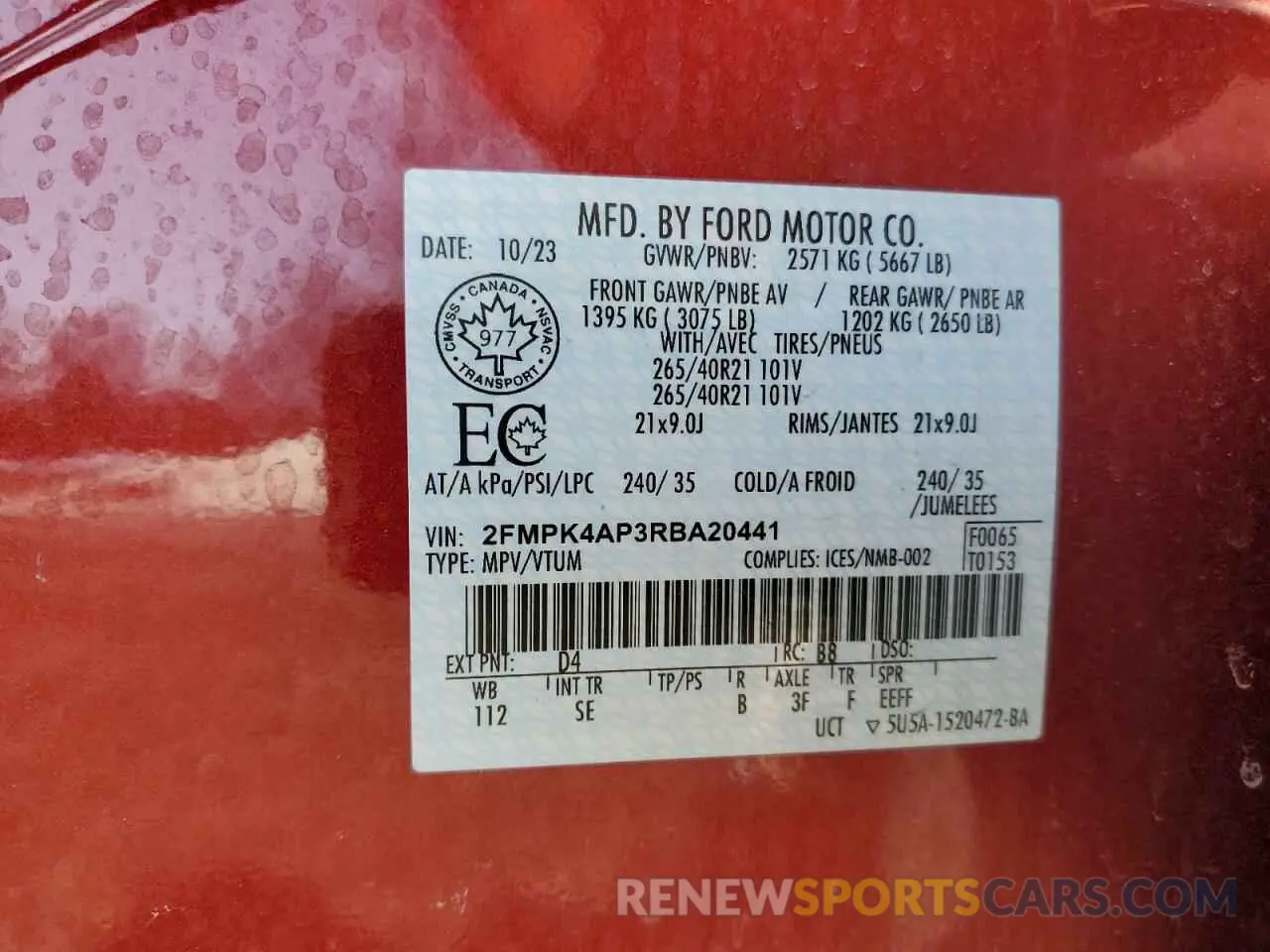 14 Photograph of a damaged car 2FMPK4AP3RBA20441 FORD EDGE 2024