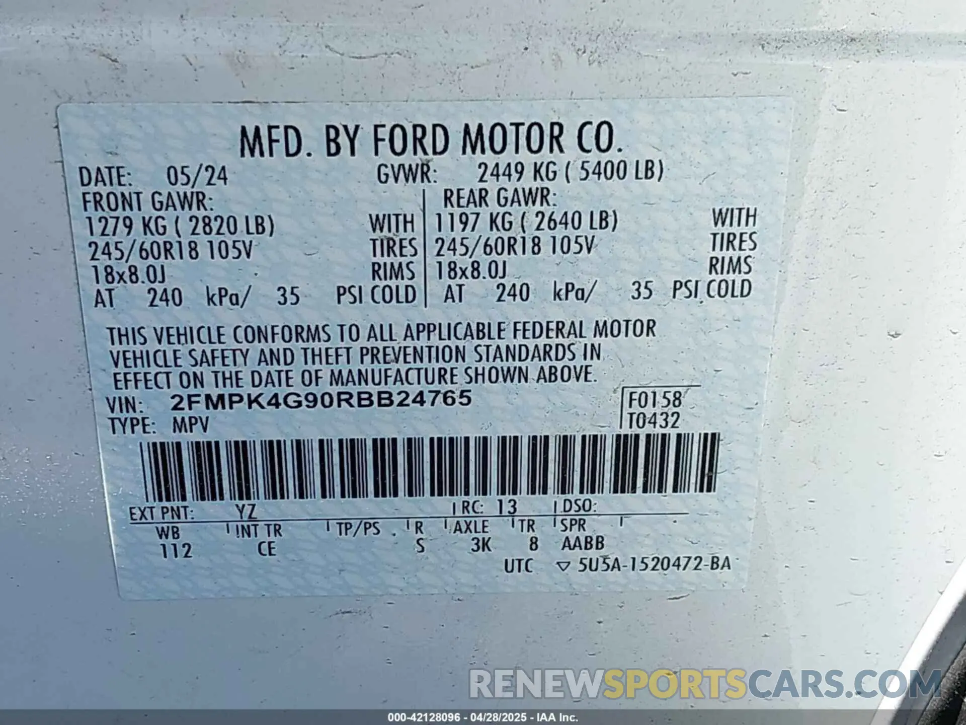 9 Photograph of a damaged car 2FMPK4G90RBB24765 FORD EDGE 2024