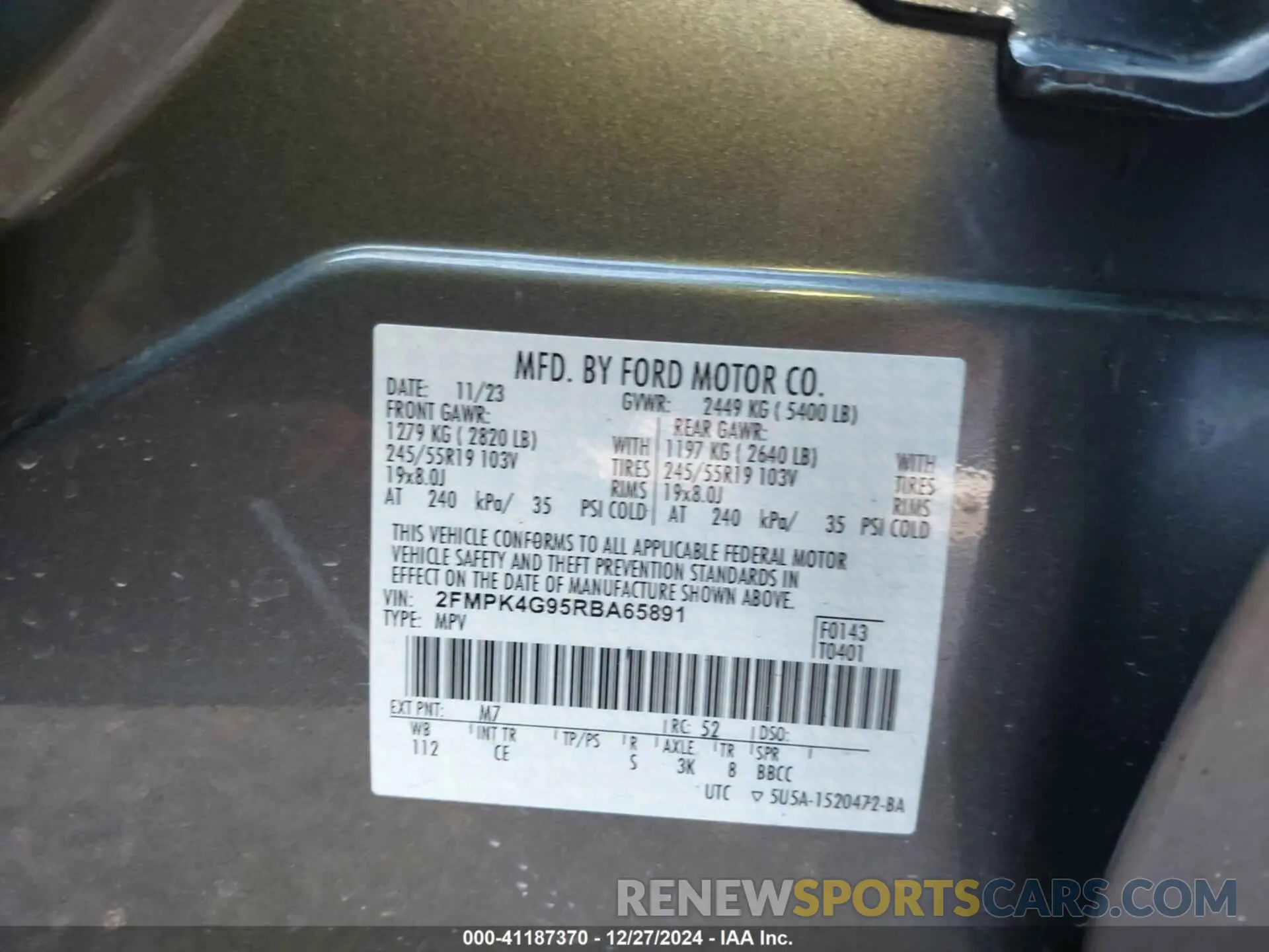 9 Photograph of a damaged car 2FMPK4G95RBA65891 FORD EDGE 2024