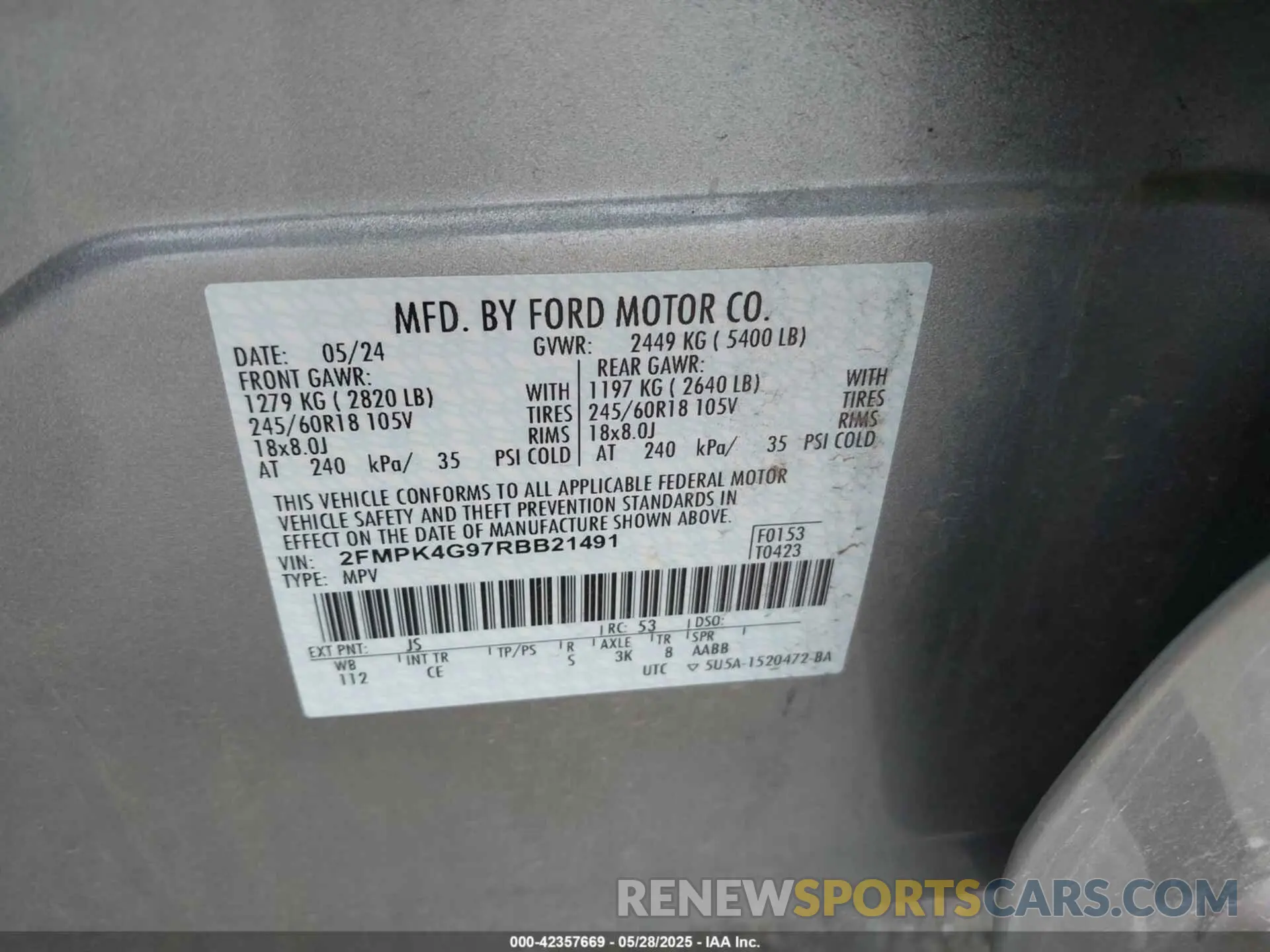 9 Photograph of a damaged car 2FMPK4G97RBB21491 FORD EDGE 2024