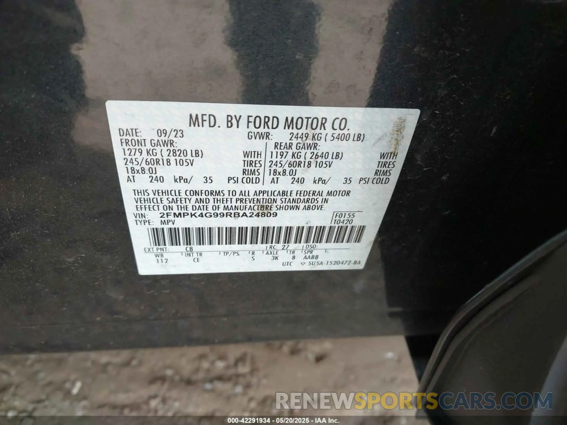 9 Photograph of a damaged car 2FMPK4G99RBA24809 FORD EDGE 2024