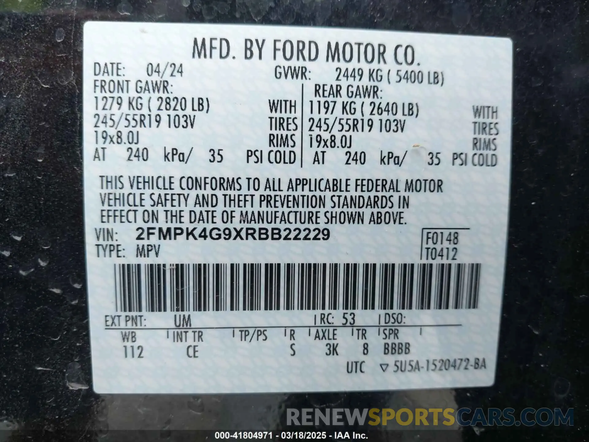 9 Photograph of a damaged car 2FMPK4G9XRBB22229 FORD EDGE 2024