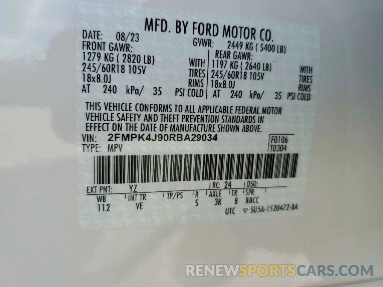 15 Photograph of a damaged car 2FMPK4J90RBA29034 FORD EDGE 2024