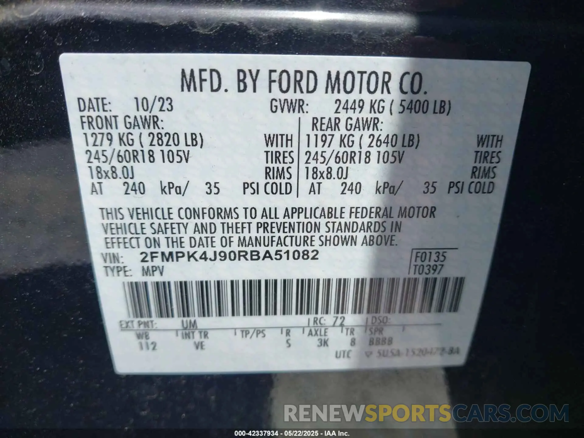 9 Photograph of a damaged car 2FMPK4J90RBA51082 FORD EDGE 2024