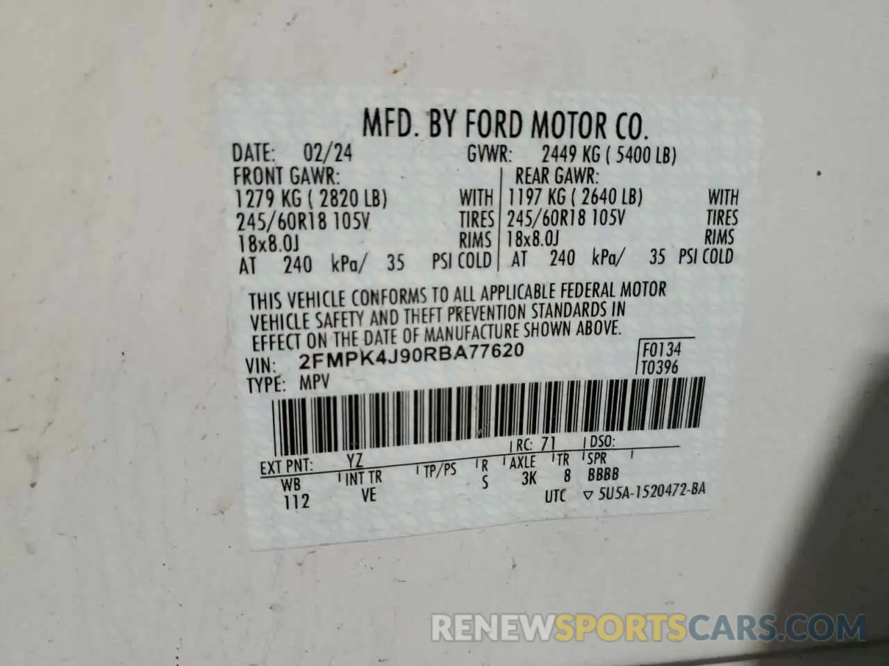 14 Photograph of a damaged car 2FMPK4J90RBA77620 FORD EDGE 2024