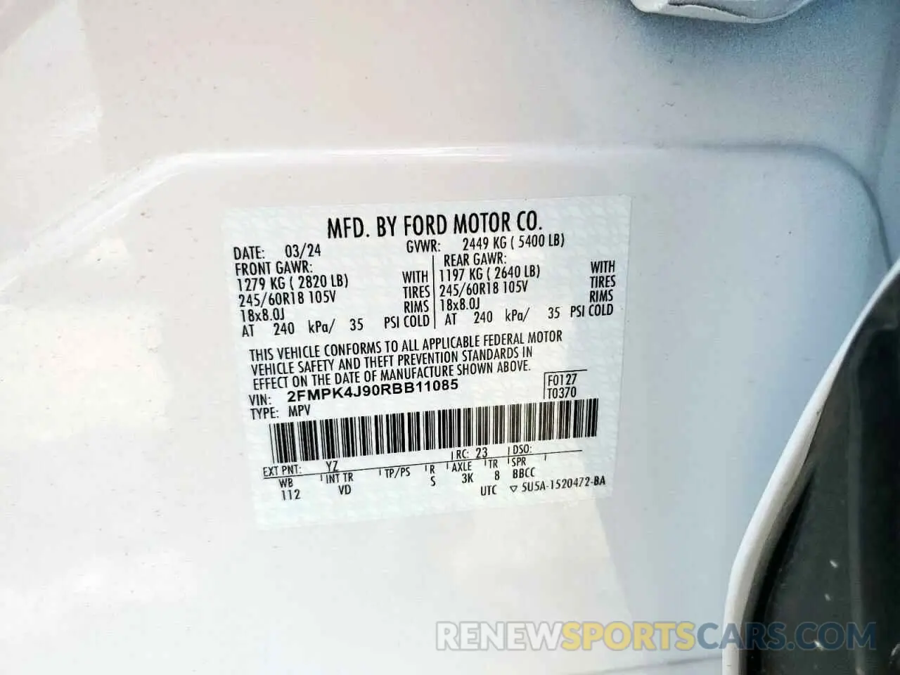 12 Photograph of a damaged car 2FMPK4J90RBB11085 FORD EDGE 2024