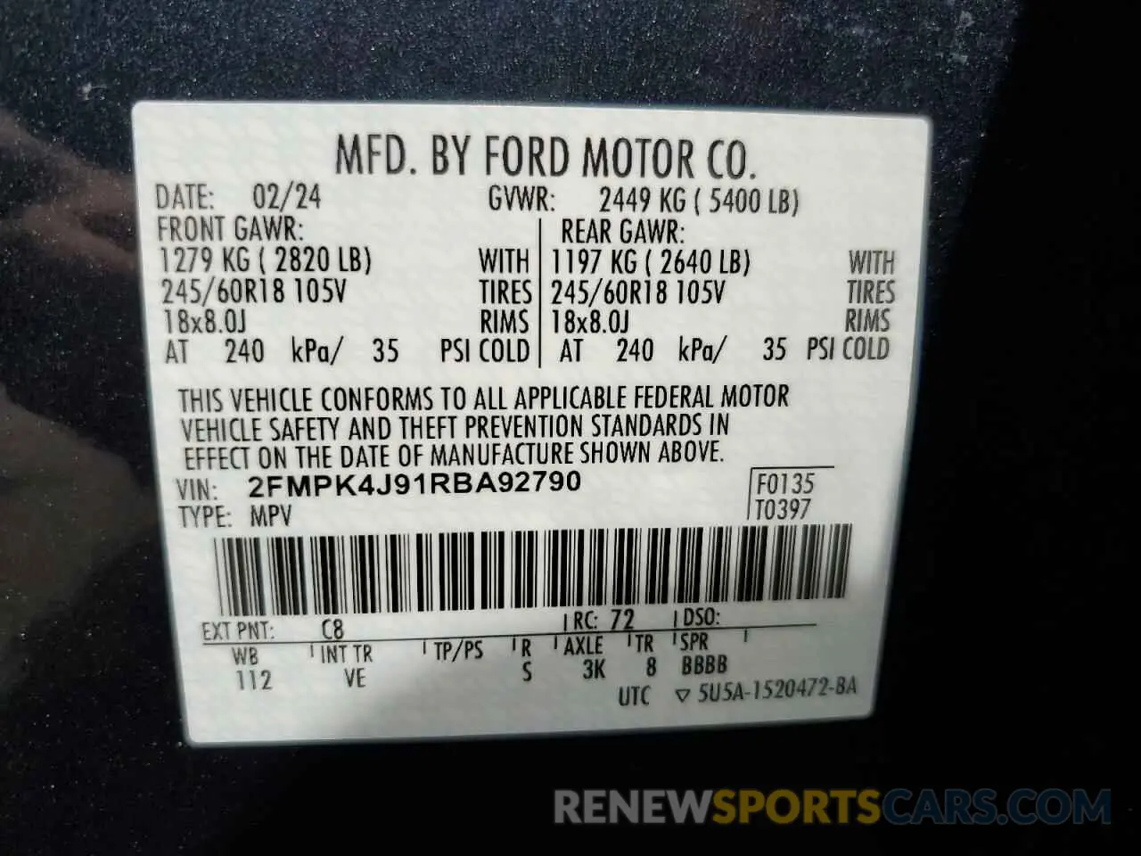 14 Photograph of a damaged car 2FMPK4J91RBA92790 FORD EDGE 2024