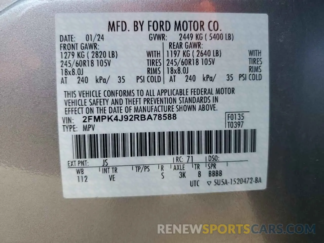 13 Photograph of a damaged car 2FMPK4J92RBA78588 FORD EDGE 2024