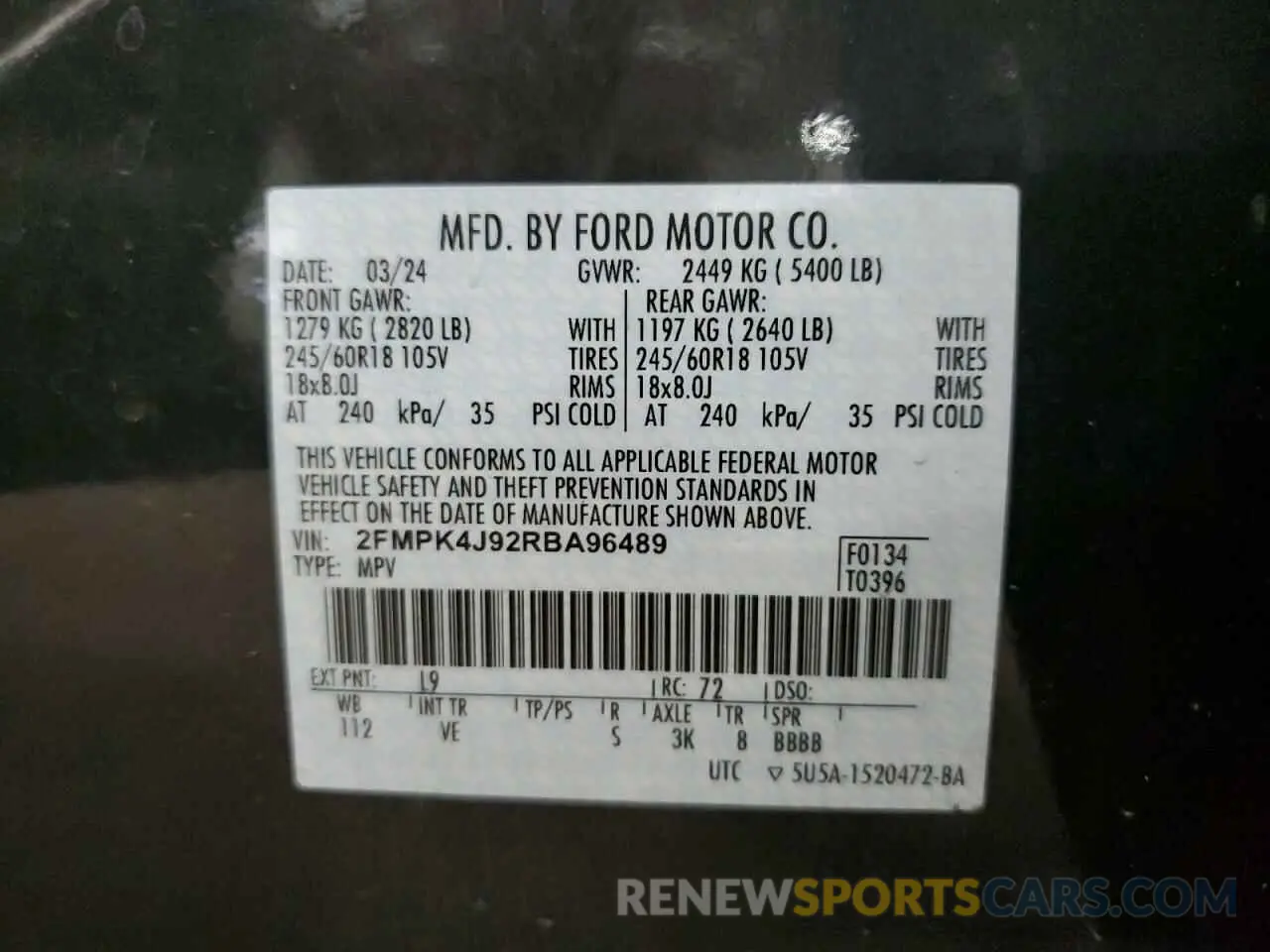 13 Photograph of a damaged car 2FMPK4J92RBA96489 FORD EDGE 2024