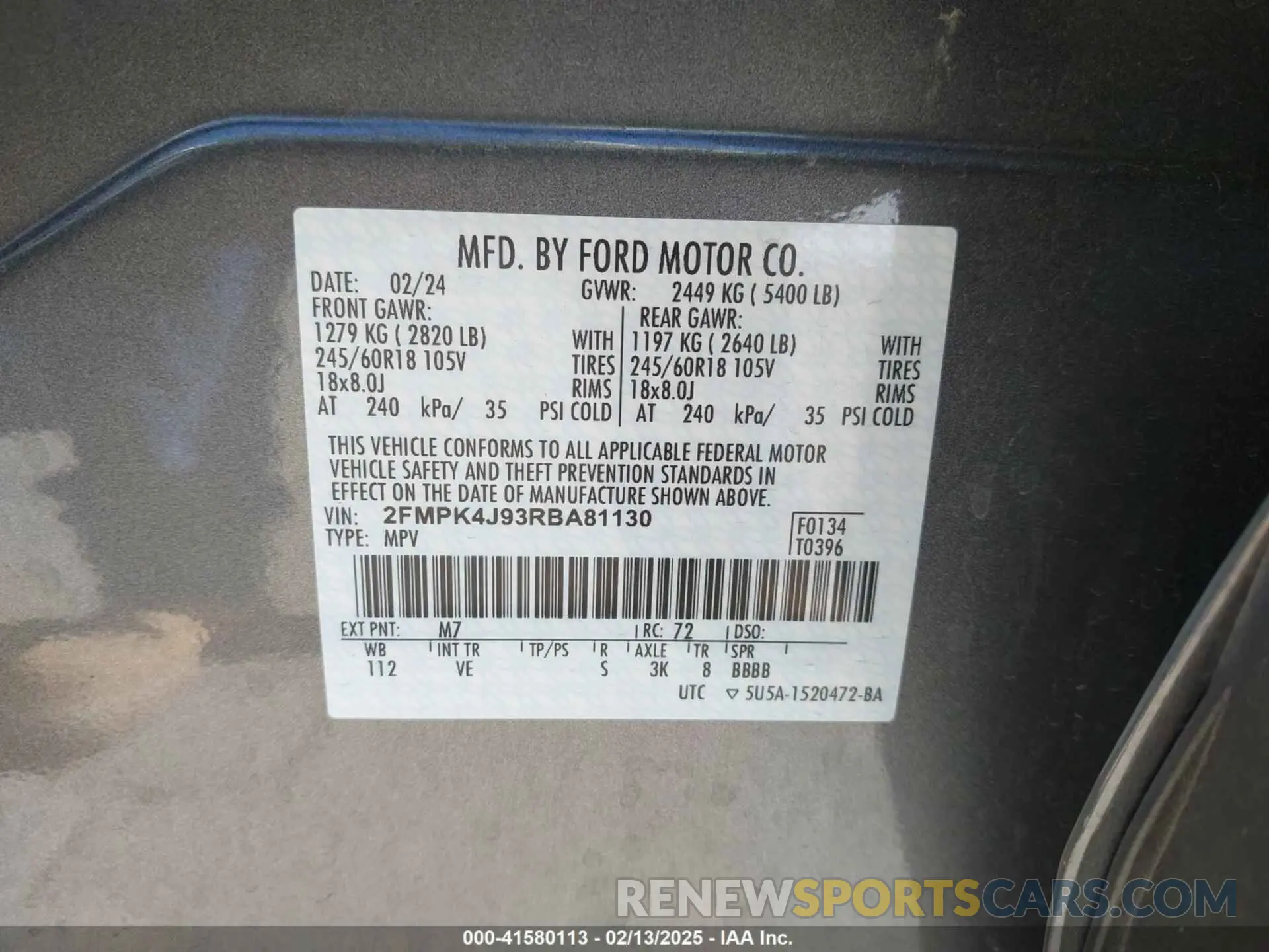 9 Photograph of a damaged car 2FMPK4J93RBA81130 FORD EDGE 2024