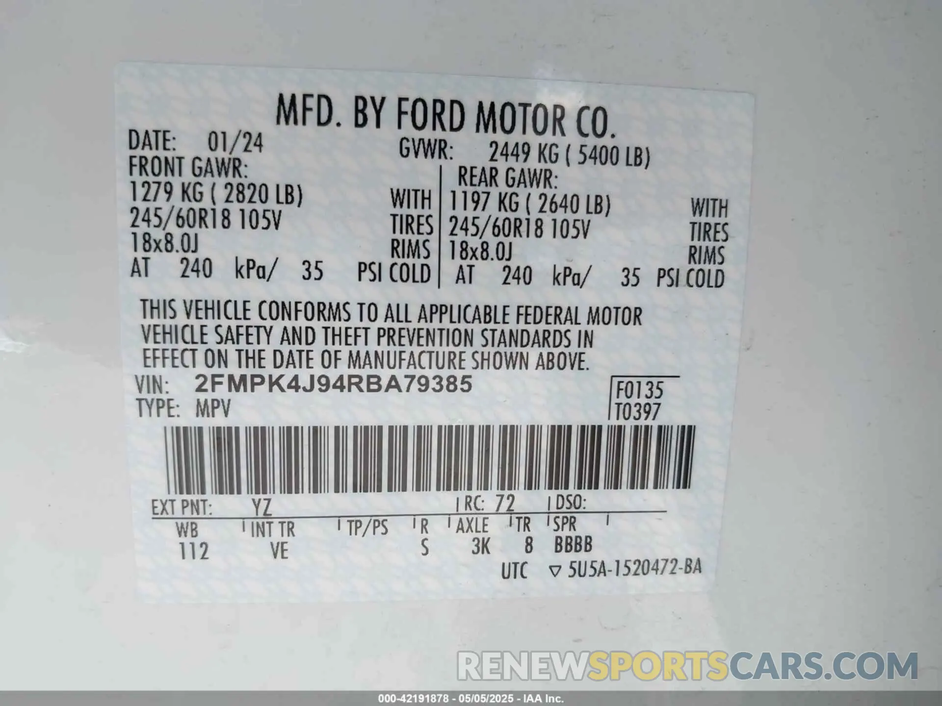 9 Photograph of a damaged car 2FMPK4J94RBA79385 FORD EDGE 2024