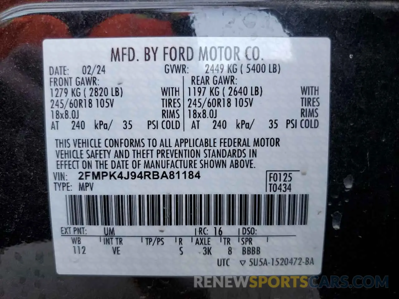 15 Photograph of a damaged car 2FMPK4J94RBA81184 FORD EDGE 2024