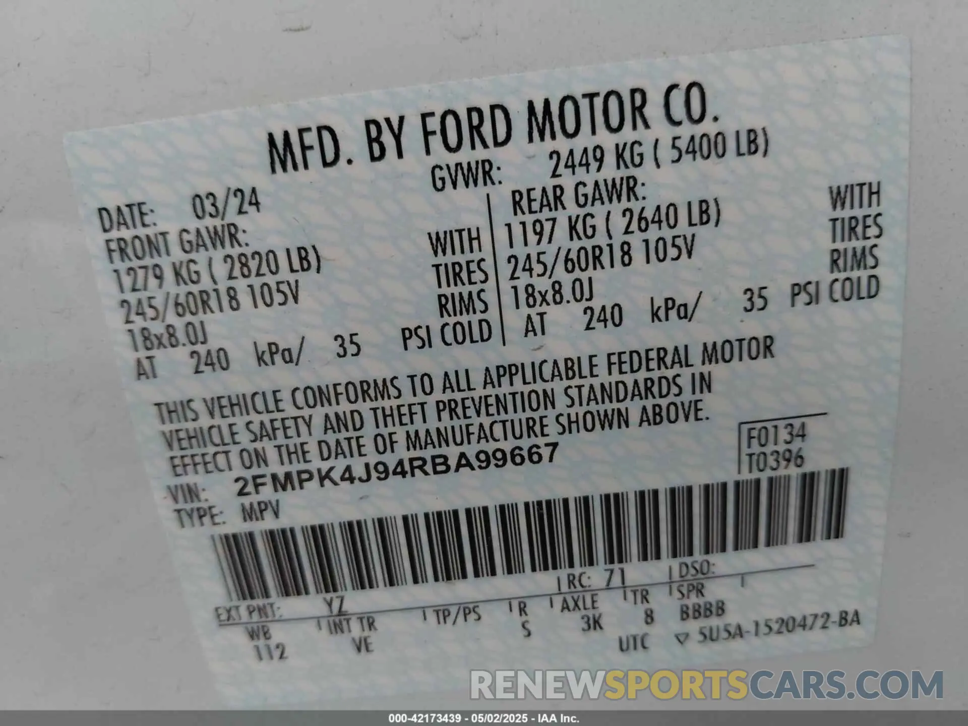 9 Photograph of a damaged car 2FMPK4J94RBA99667 FORD EDGE 2024