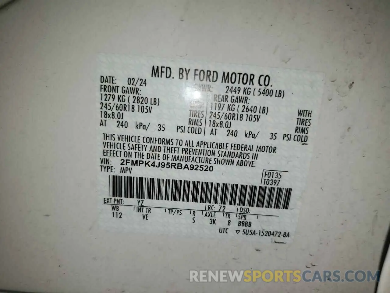 13 Photograph of a damaged car 2FMPK4J95RBA92520 FORD EDGE 2024