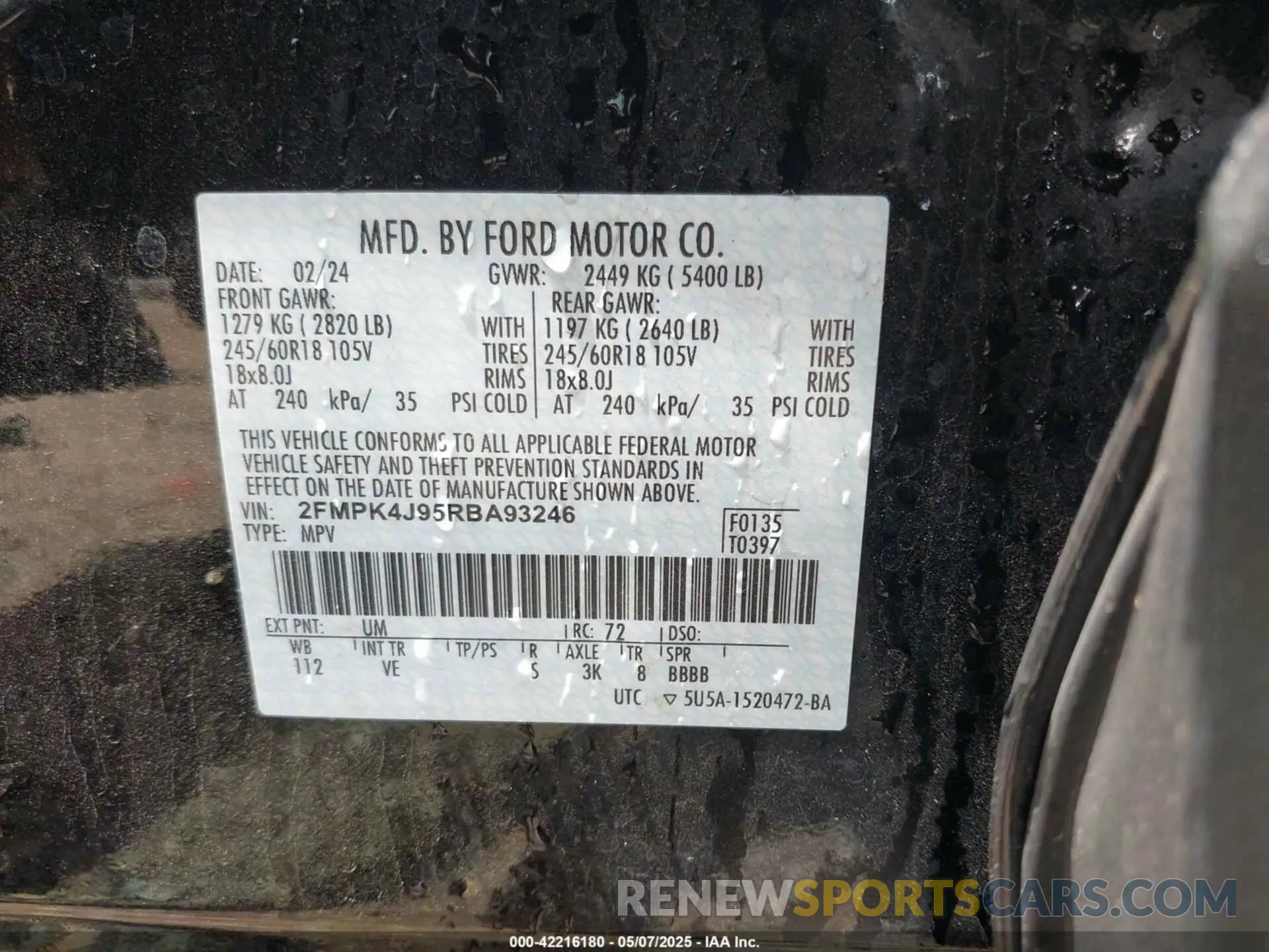 9 Photograph of a damaged car 2FMPK4J95RBA93246 FORD EDGE 2024