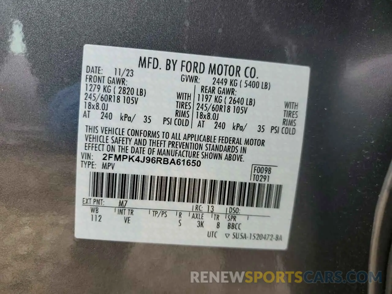 13 Photograph of a damaged car 2FMPK4J96RBA61650 FORD EDGE 2024