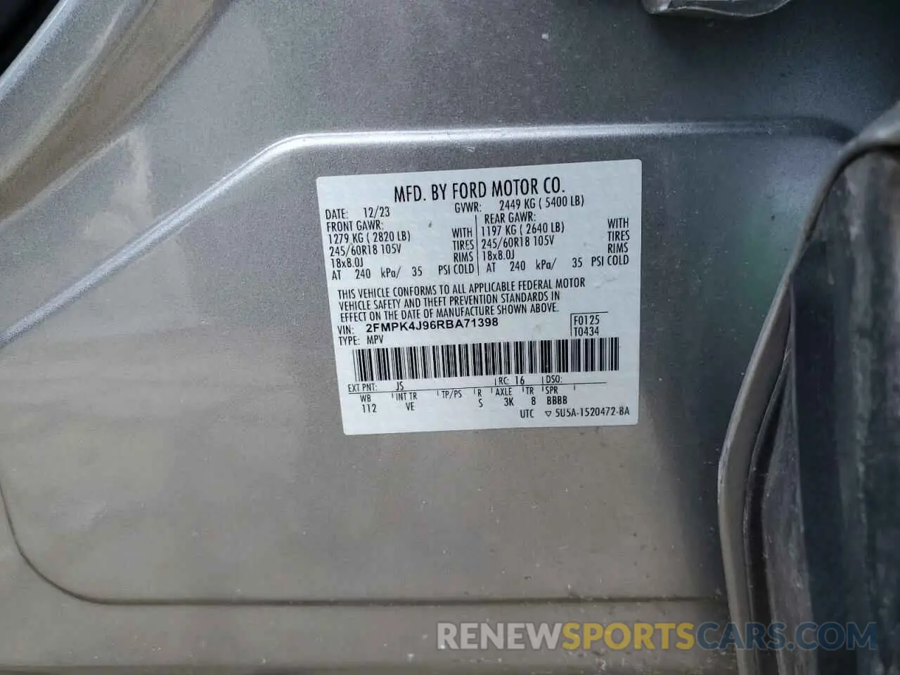 13 Photograph of a damaged car 2FMPK4J96RBA71398 FORD EDGE 2024