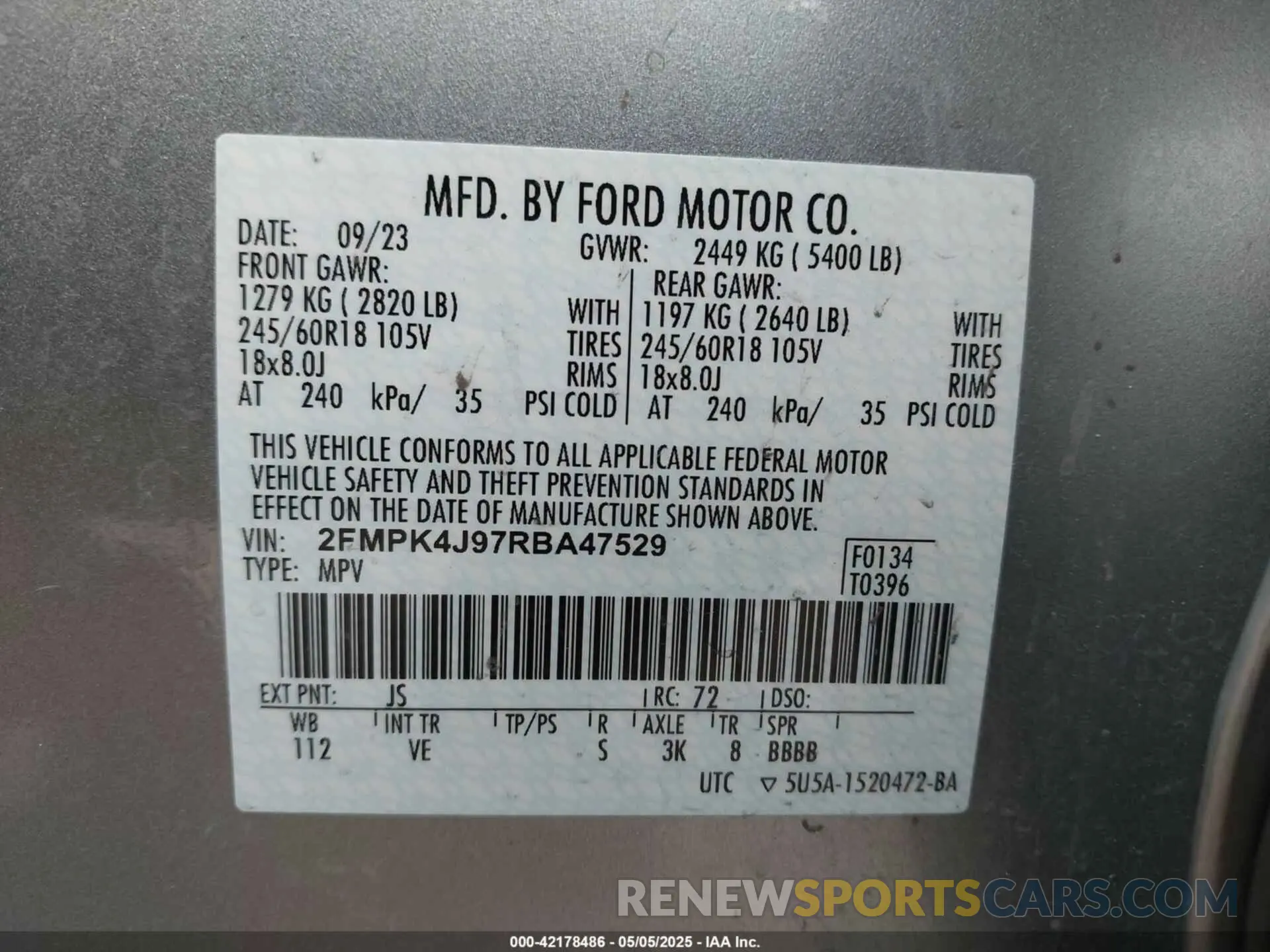 9 Photograph of a damaged car 2FMPK4J97RBA47529 FORD EDGE 2024
