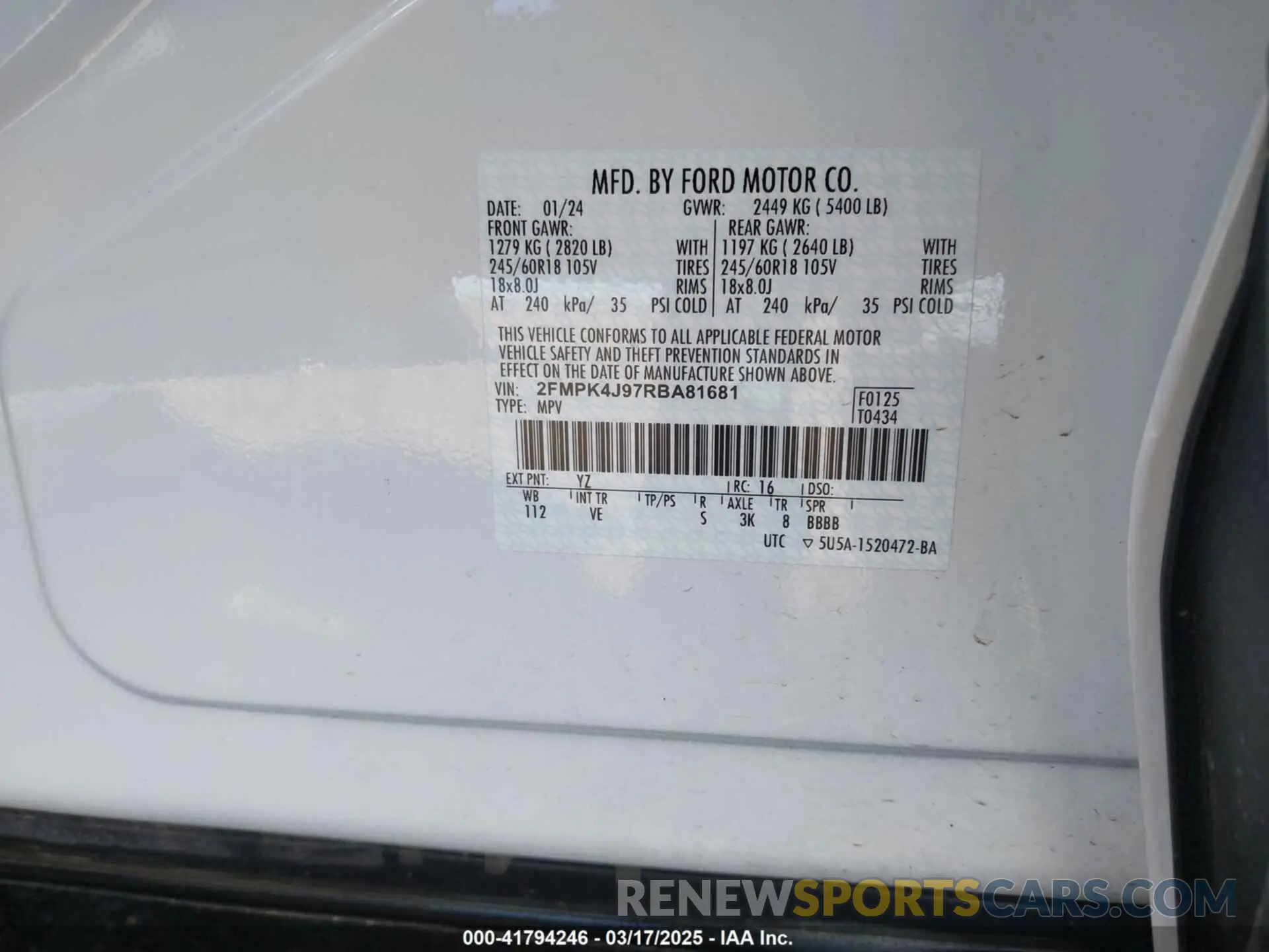 9 Photograph of a damaged car 2FMPK4J97RBA81681 FORD EDGE 2024