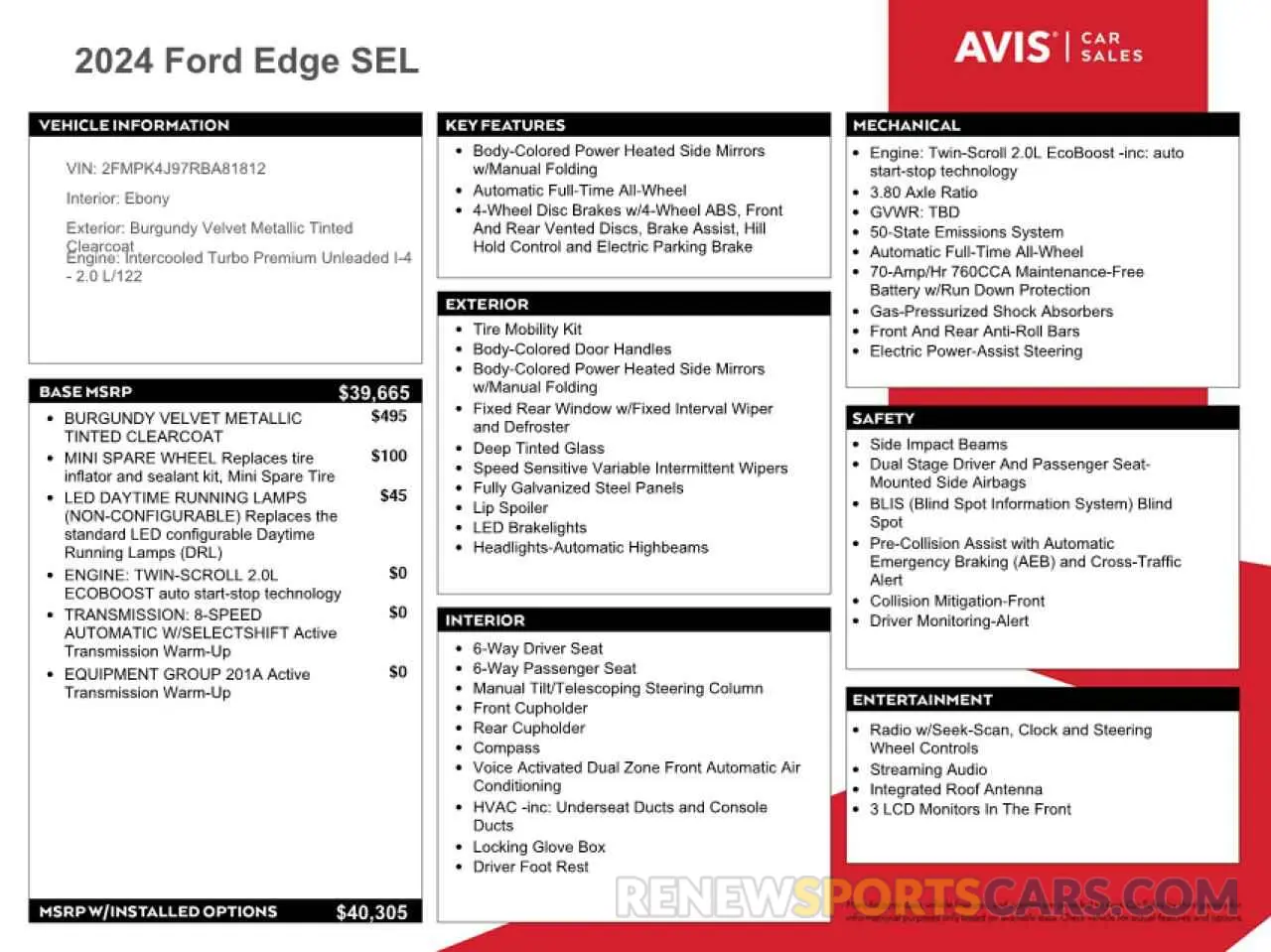 13 Photograph of a damaged car 2FMPK4J97RBA81812 FORD EDGE 2024