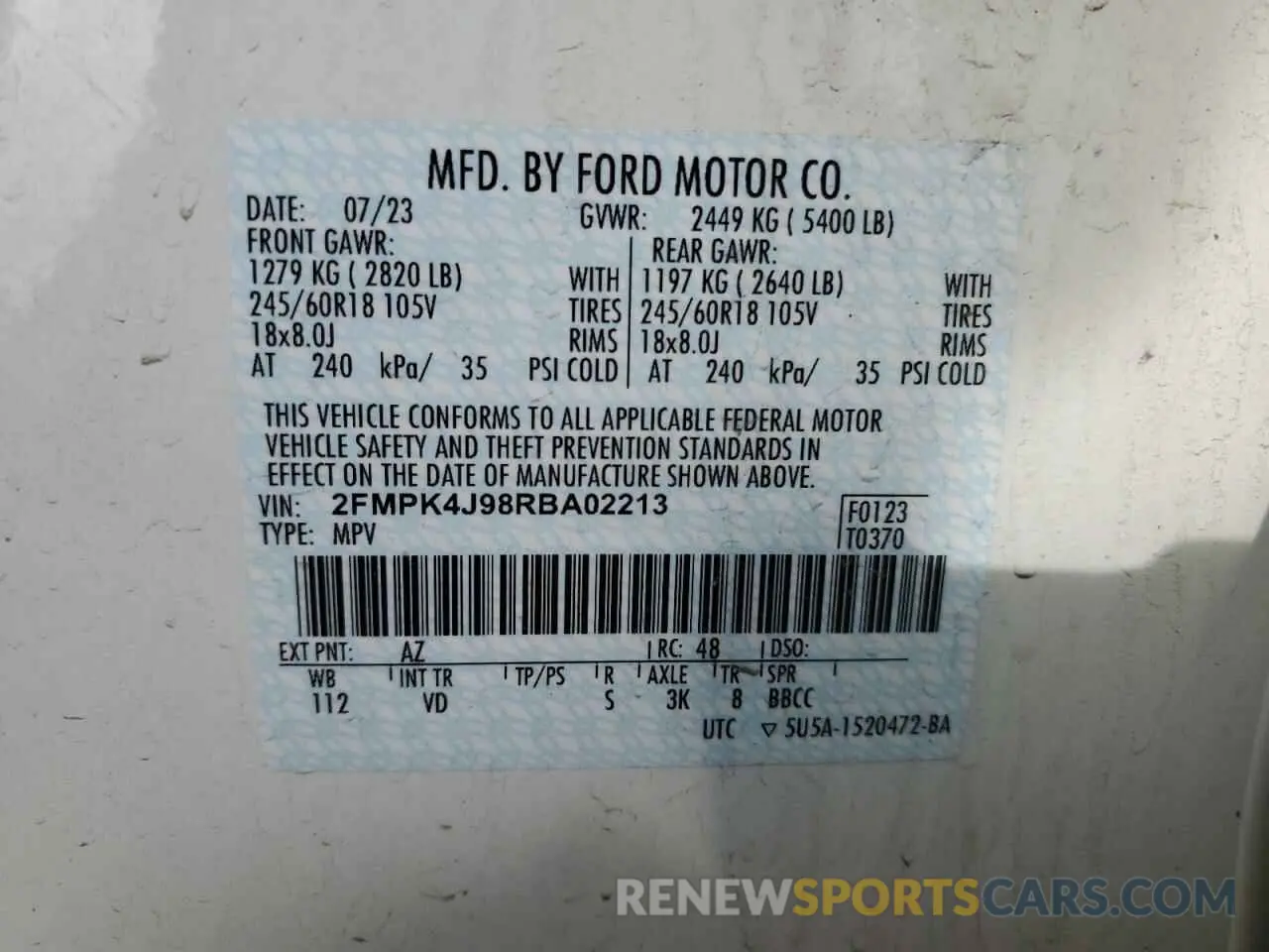14 Photograph of a damaged car 2FMPK4J98RBA02213 FORD EDGE 2024