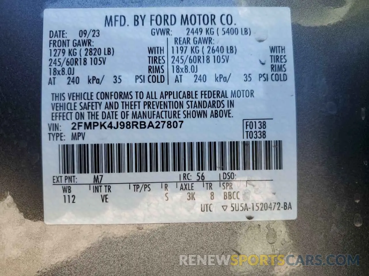 13 Photograph of a damaged car 2FMPK4J98RBA27807 FORD EDGE 2024