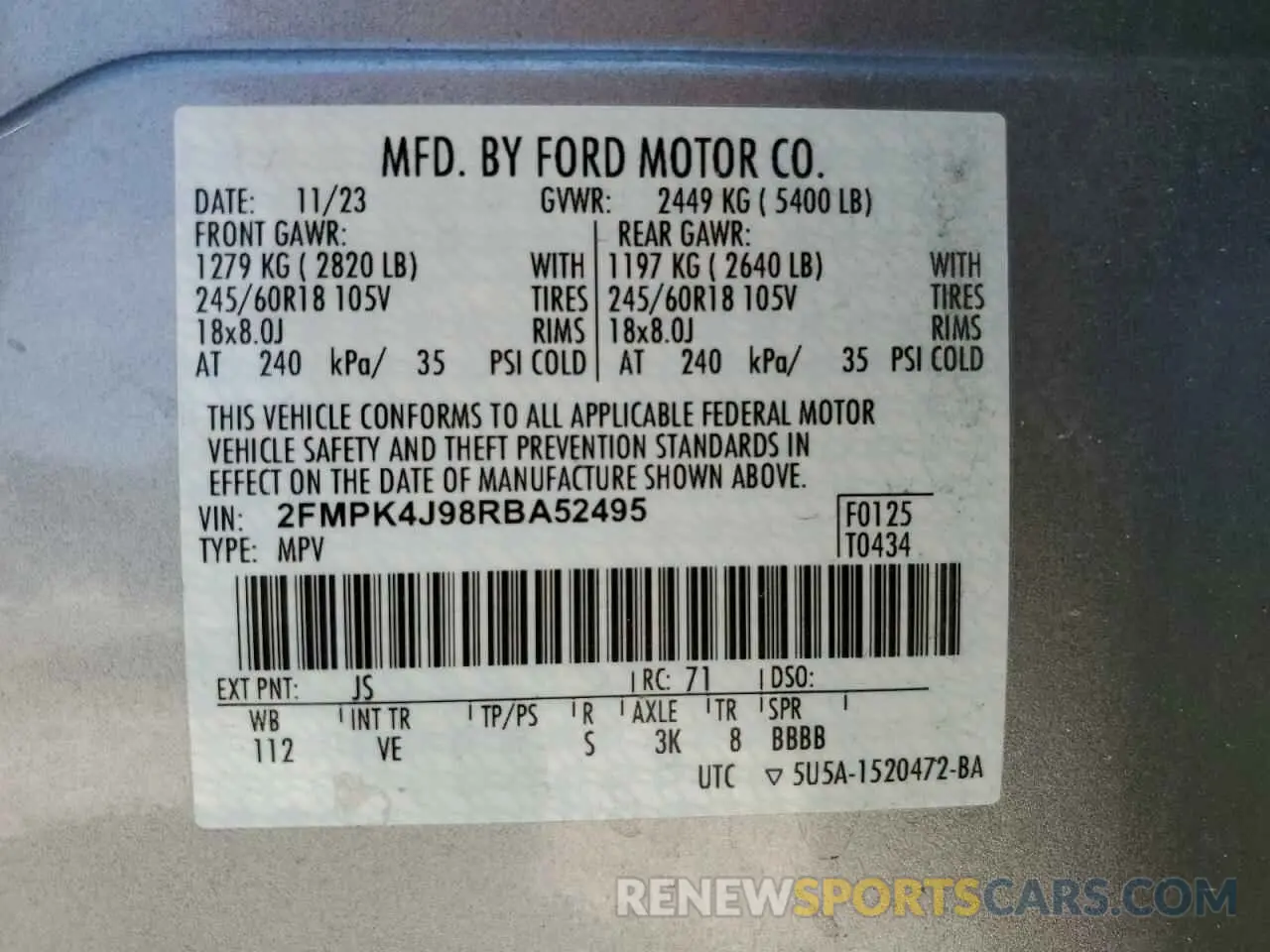 13 Photograph of a damaged car 2FMPK4J98RBA52495 FORD EDGE 2024