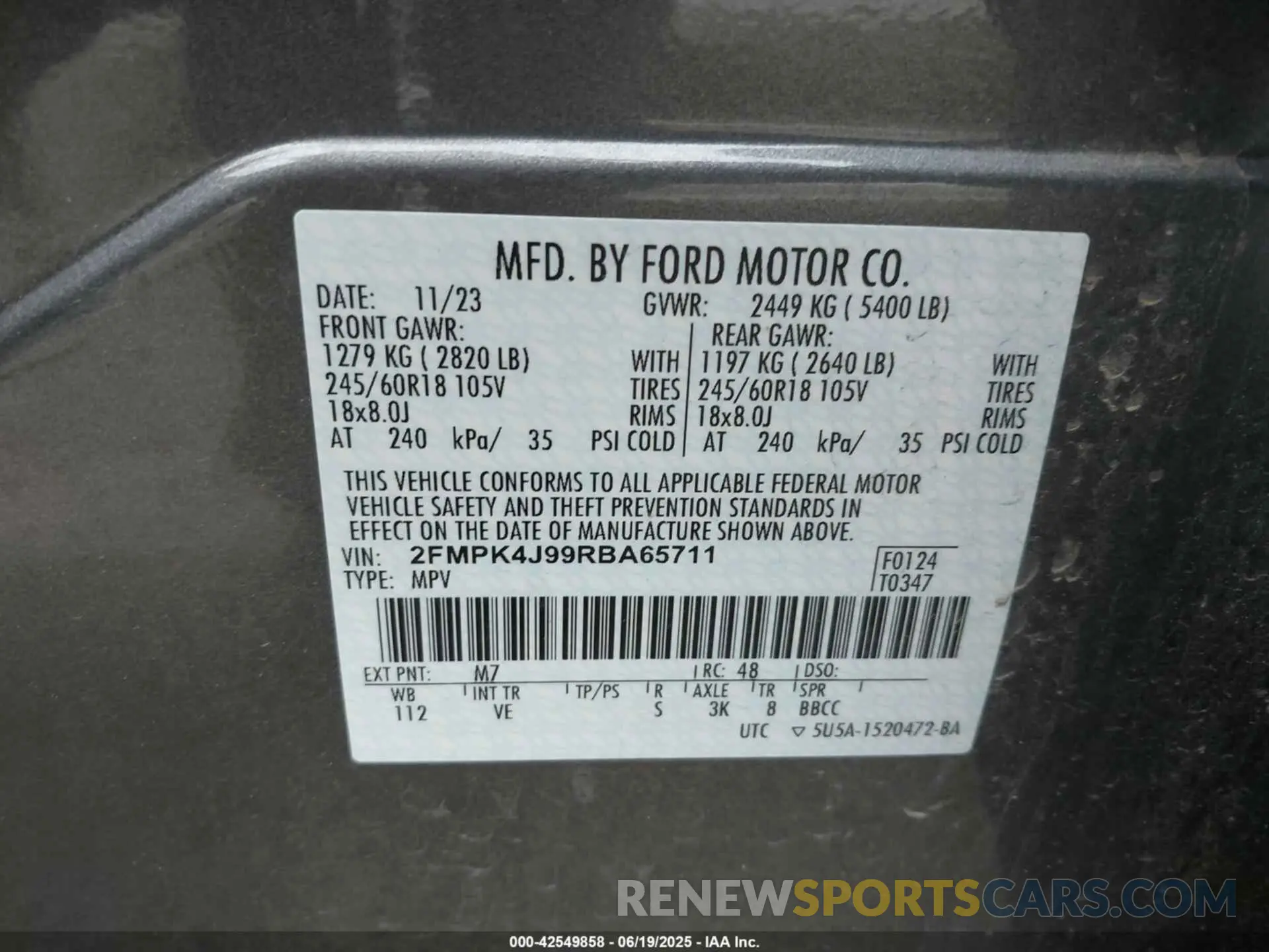 9 Photograph of a damaged car 2FMPK4J99RBA65711 FORD EDGE 2024