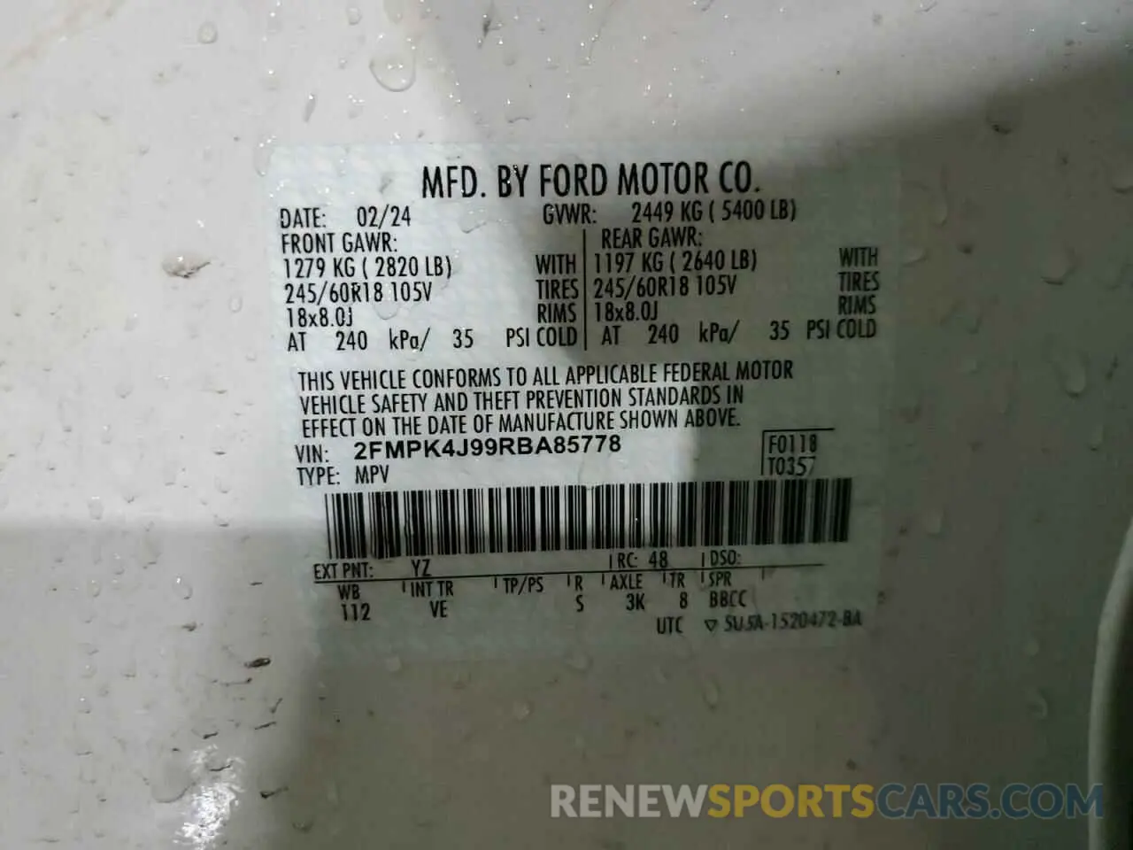 14 Photograph of a damaged car 2FMPK4J99RBA85778 FORD EDGE 2024
