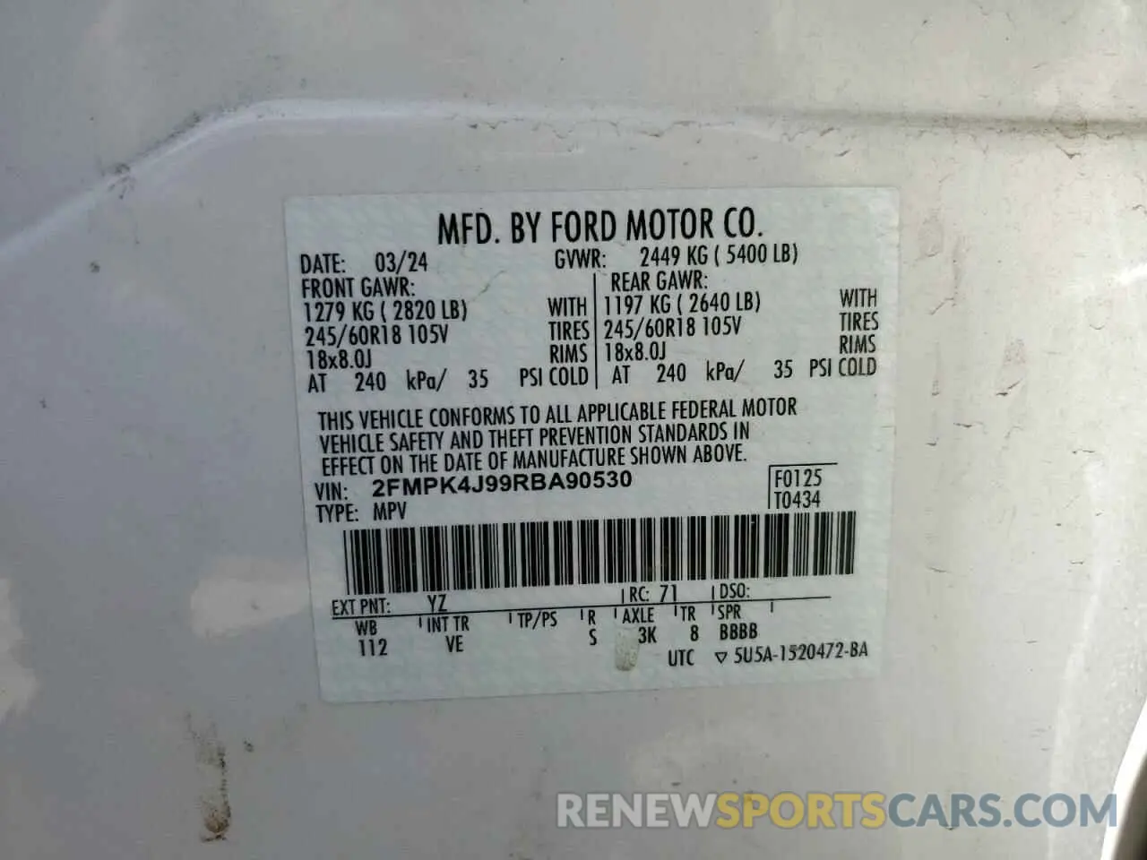14 Photograph of a damaged car 2FMPK4J99RBA90530 FORD EDGE 2024