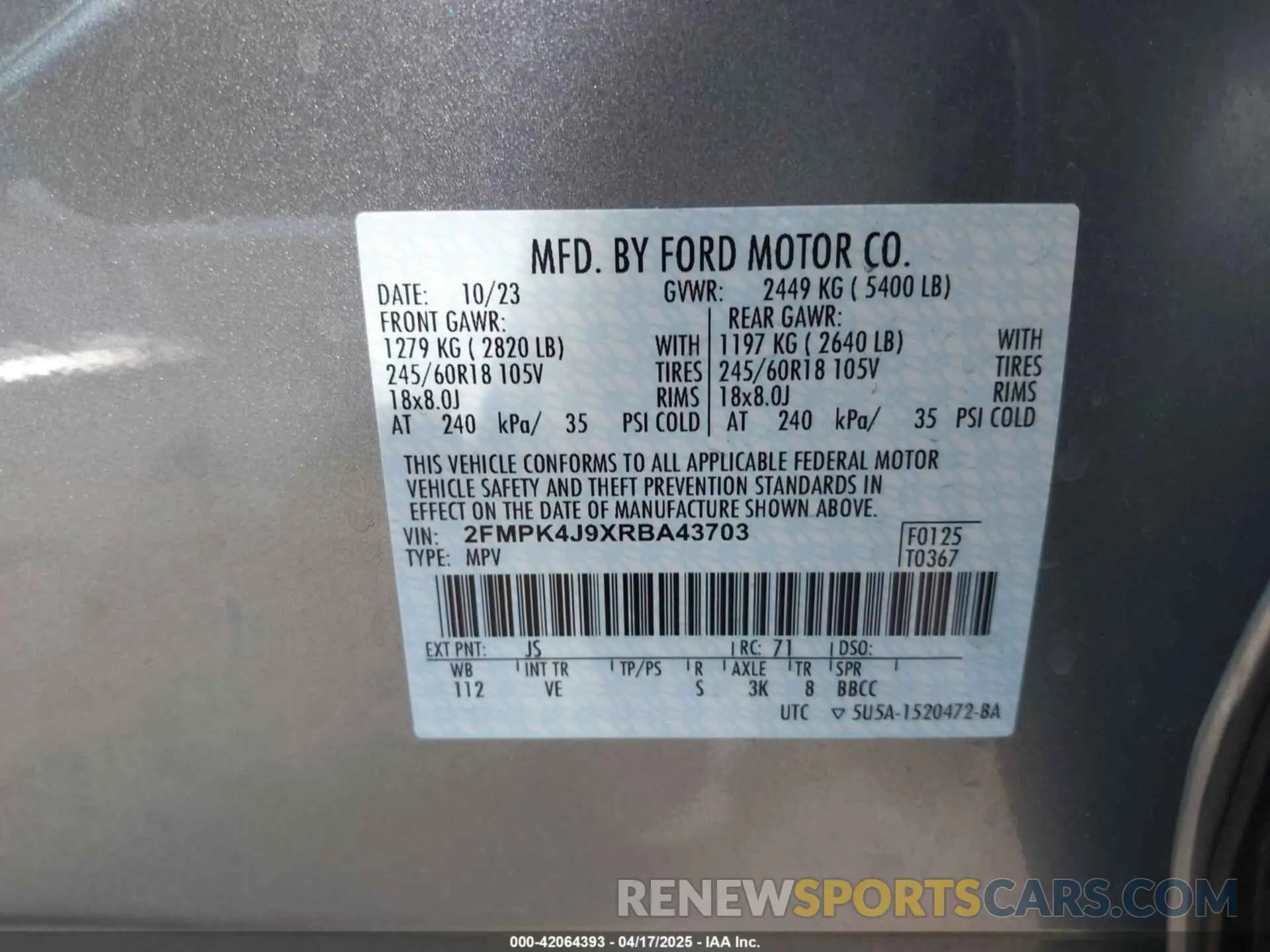 9 Photograph of a damaged car 2FMPK4J9XRBA43703 FORD EDGE 2024