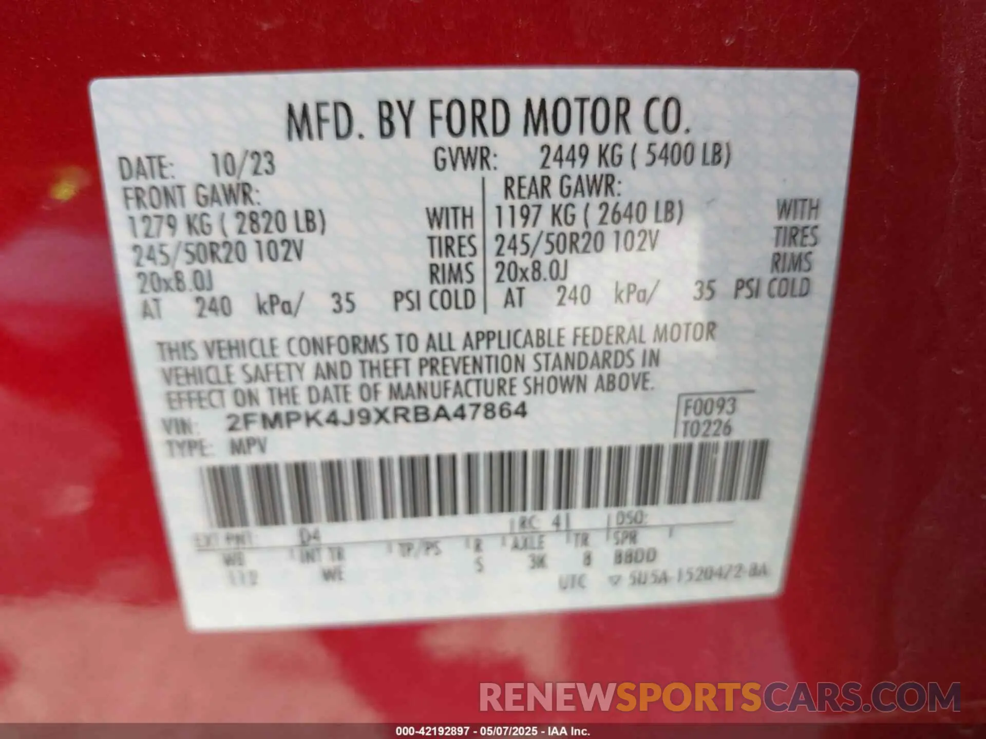 9 Photograph of a damaged car 2FMPK4J9XRBA47864 FORD EDGE 2024