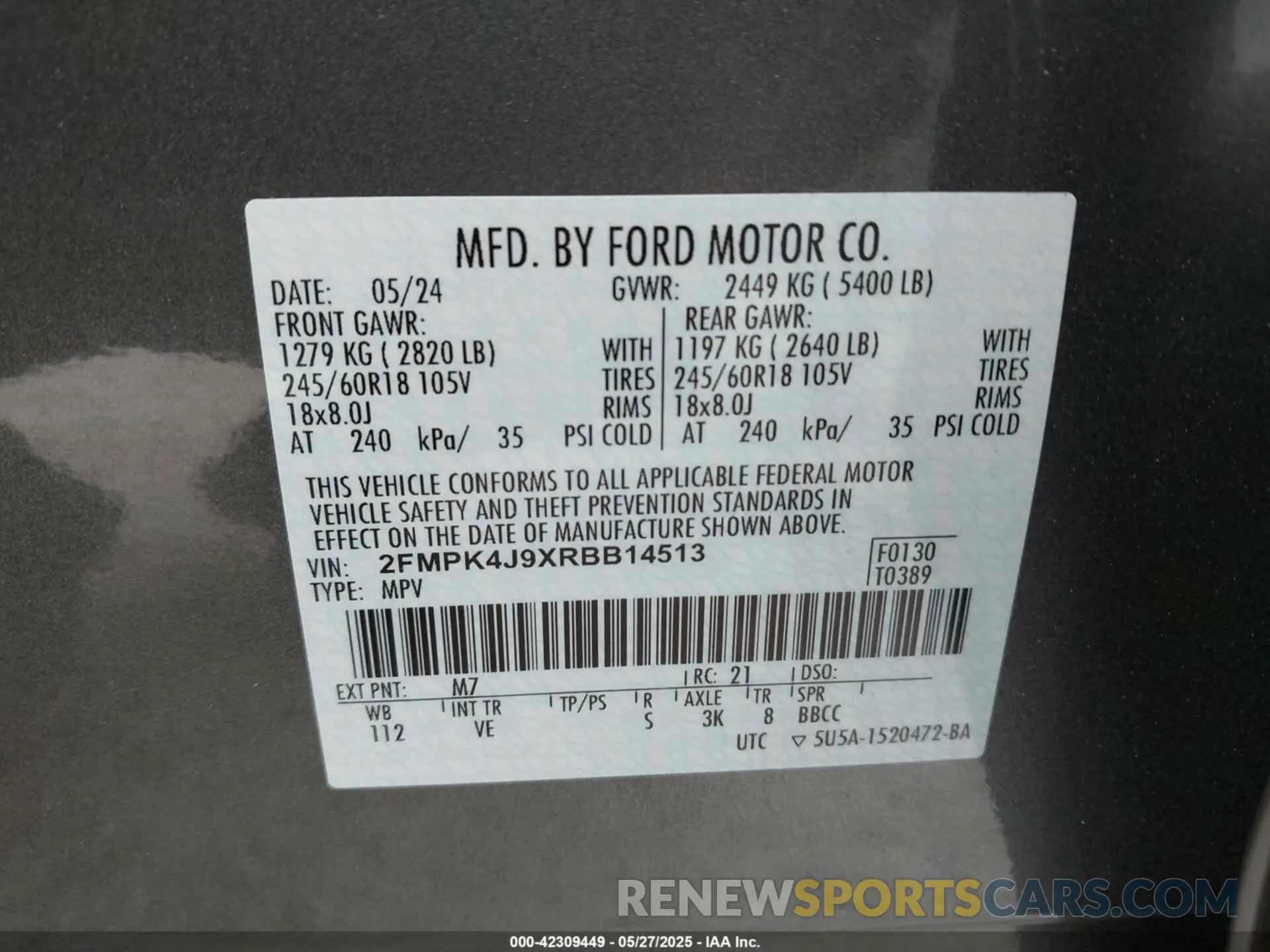 9 Photograph of a damaged car 2FMPK4J9XRBB14513 FORD EDGE 2024