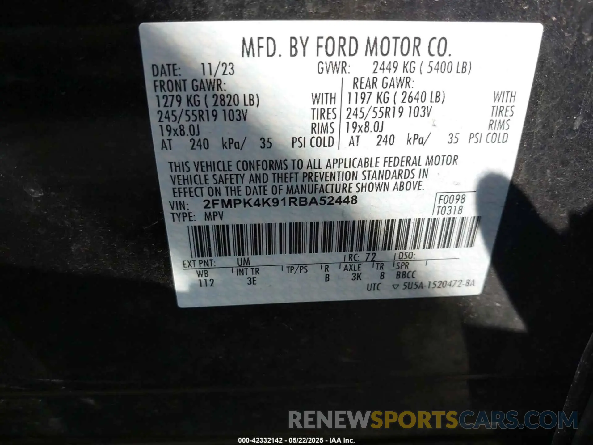 9 Photograph of a damaged car 2FMPK4K91RBA52448 FORD EDGE 2024