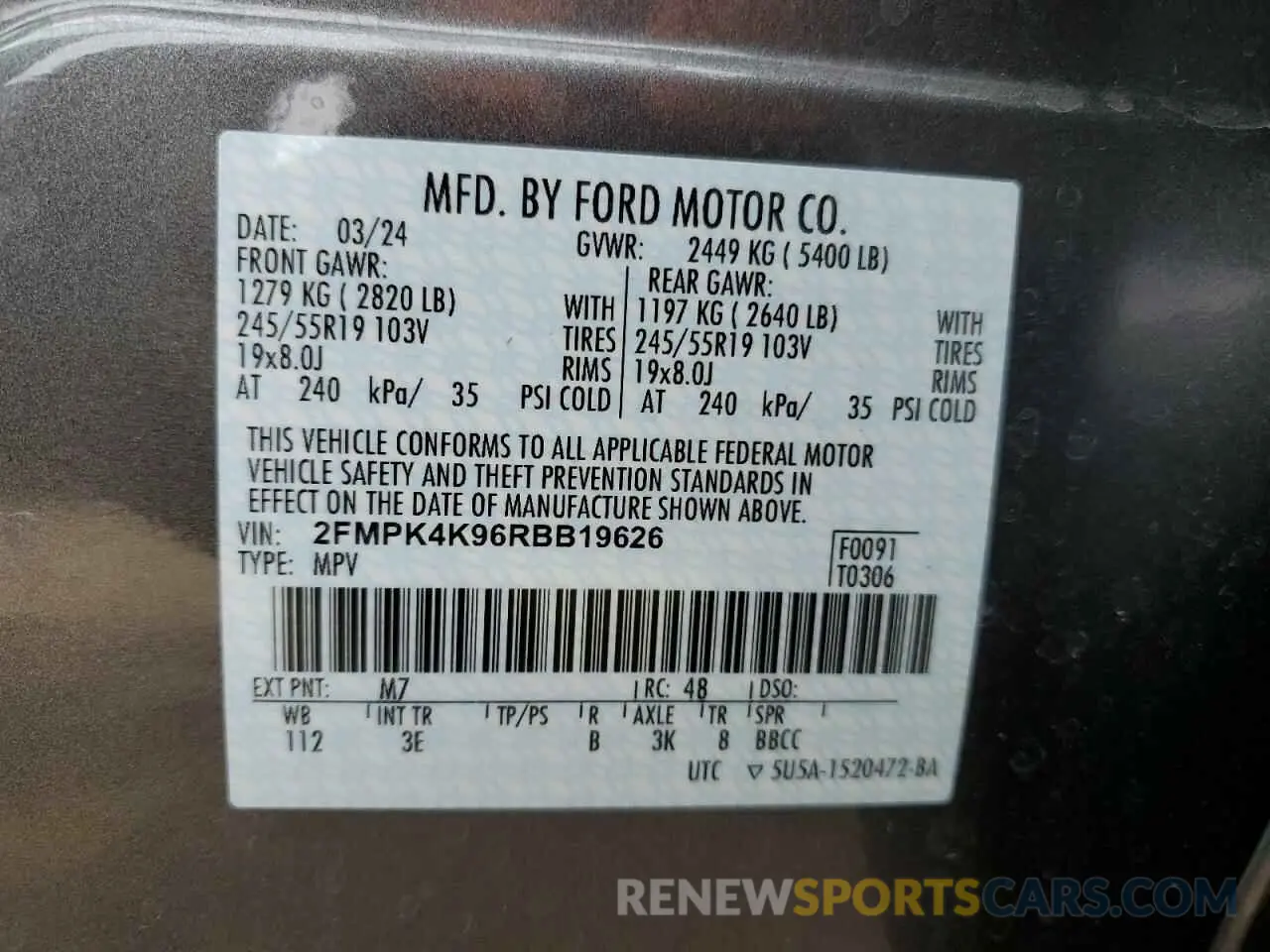 14 Photograph of a damaged car 2FMPK4K96RBB19626 FORD EDGE 2024
