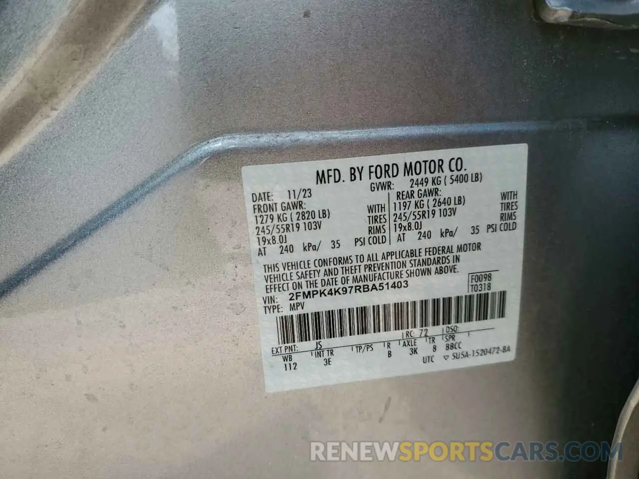 13 Photograph of a damaged car 2FMPK4K97RBA51403 FORD EDGE 2024