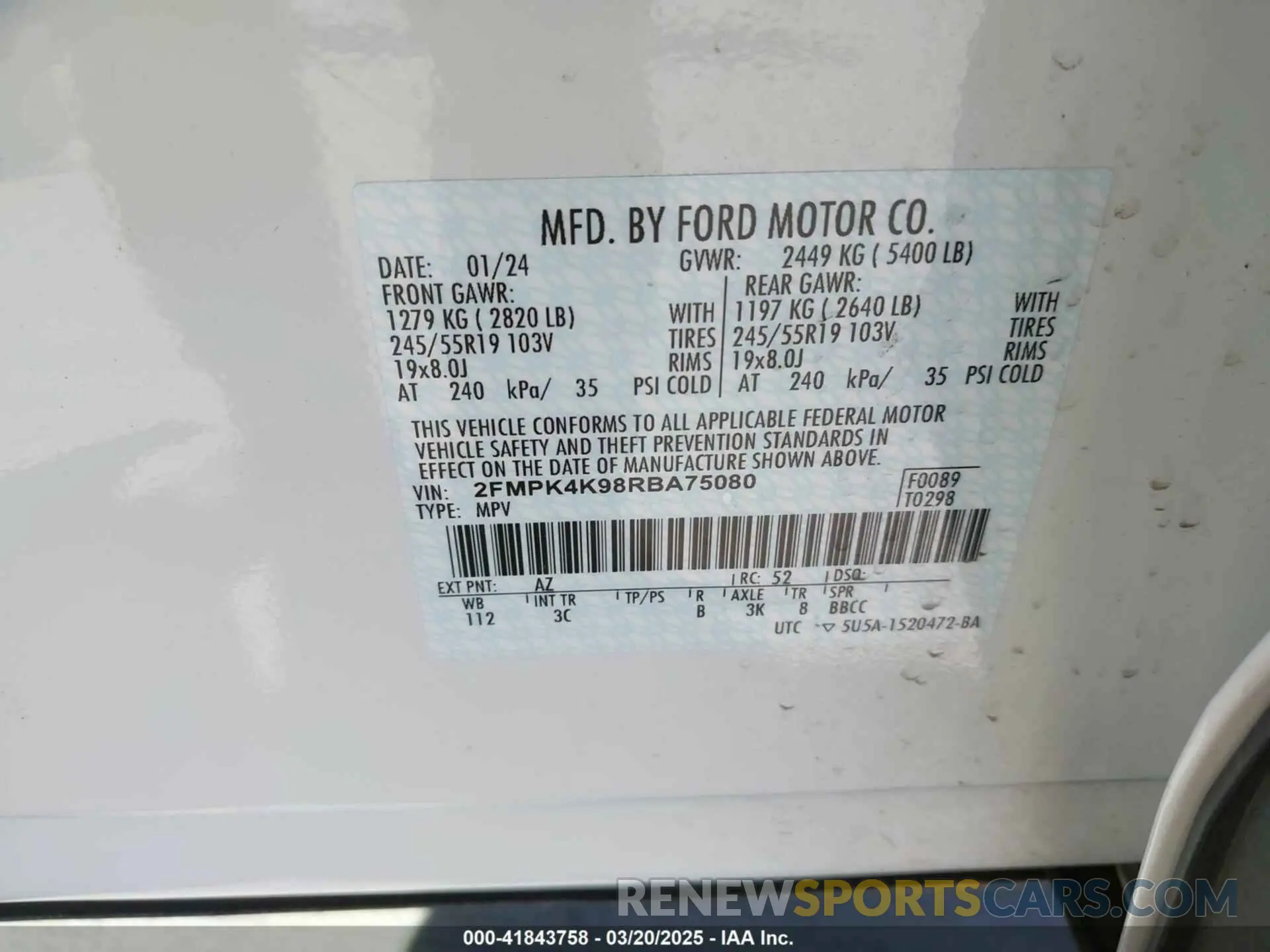 9 Photograph of a damaged car 2FMPK4K98RBA75080 FORD EDGE 2024