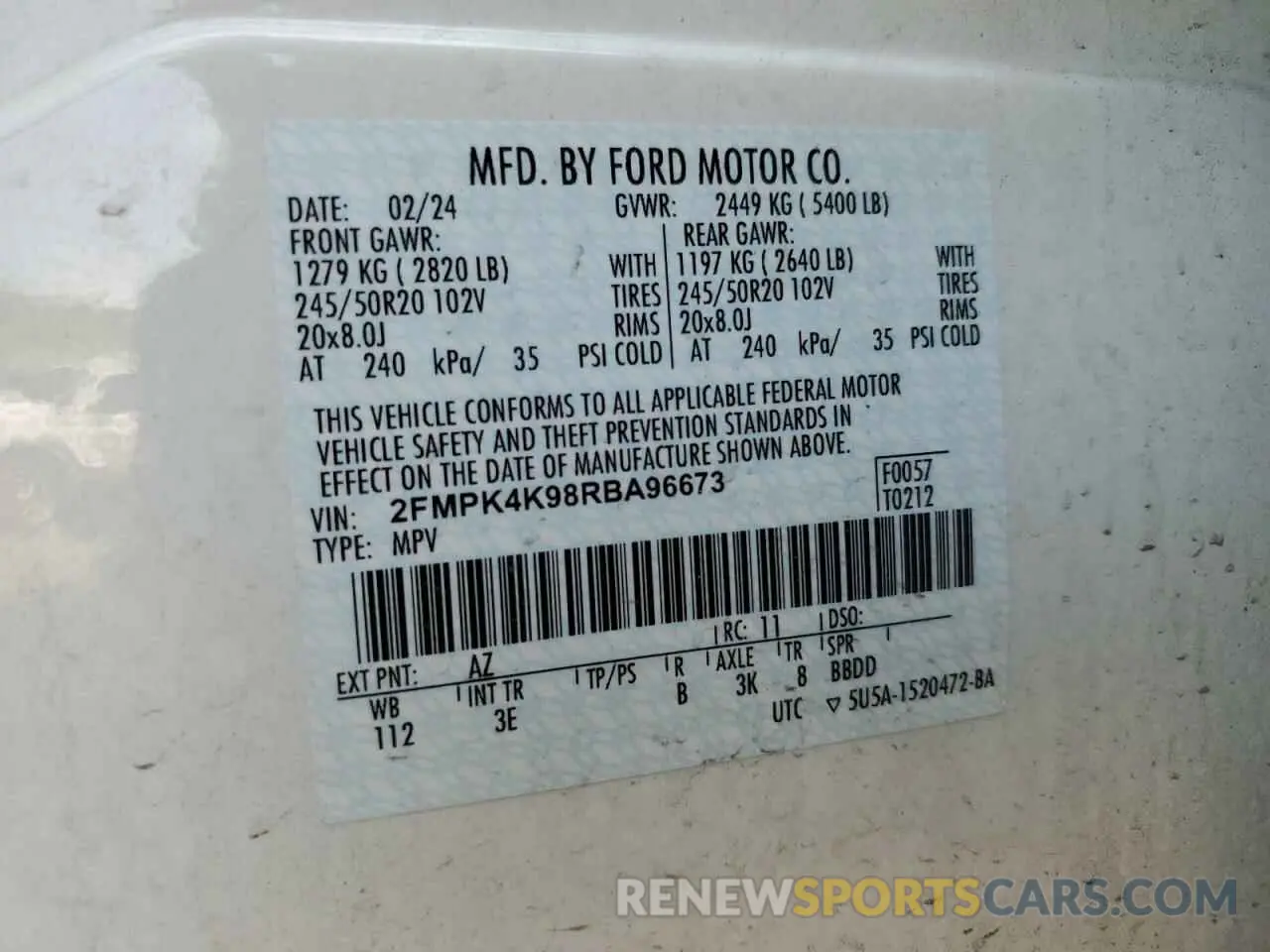 13 Photograph of a damaged car 2FMPK4K98RBA96673 FORD EDGE 2024