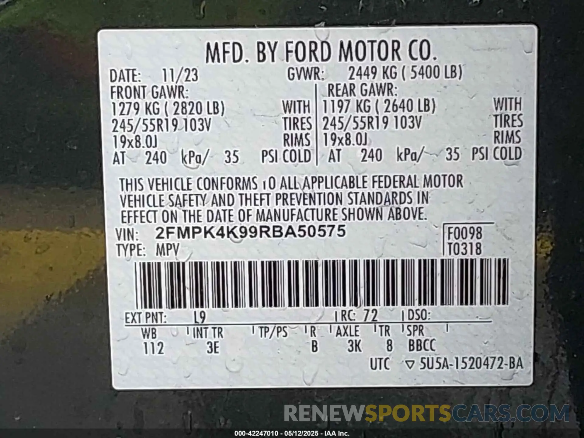 9 Photograph of a damaged car 2FMPK4K99RBA50575 FORD EDGE 2024
