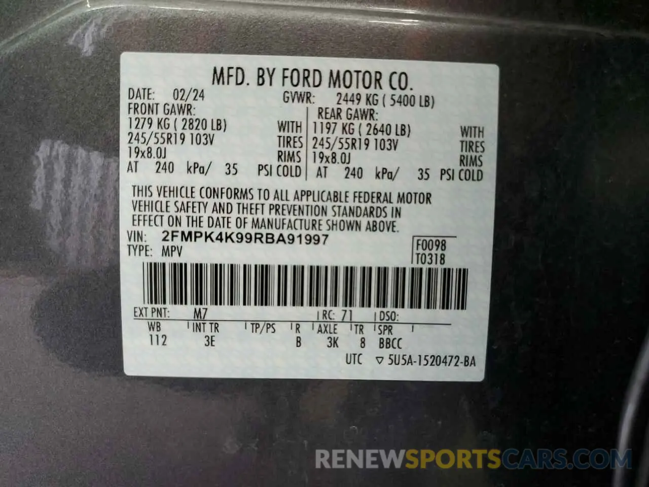 14 Photograph of a damaged car 2FMPK4K99RBA91997 FORD EDGE 2024
