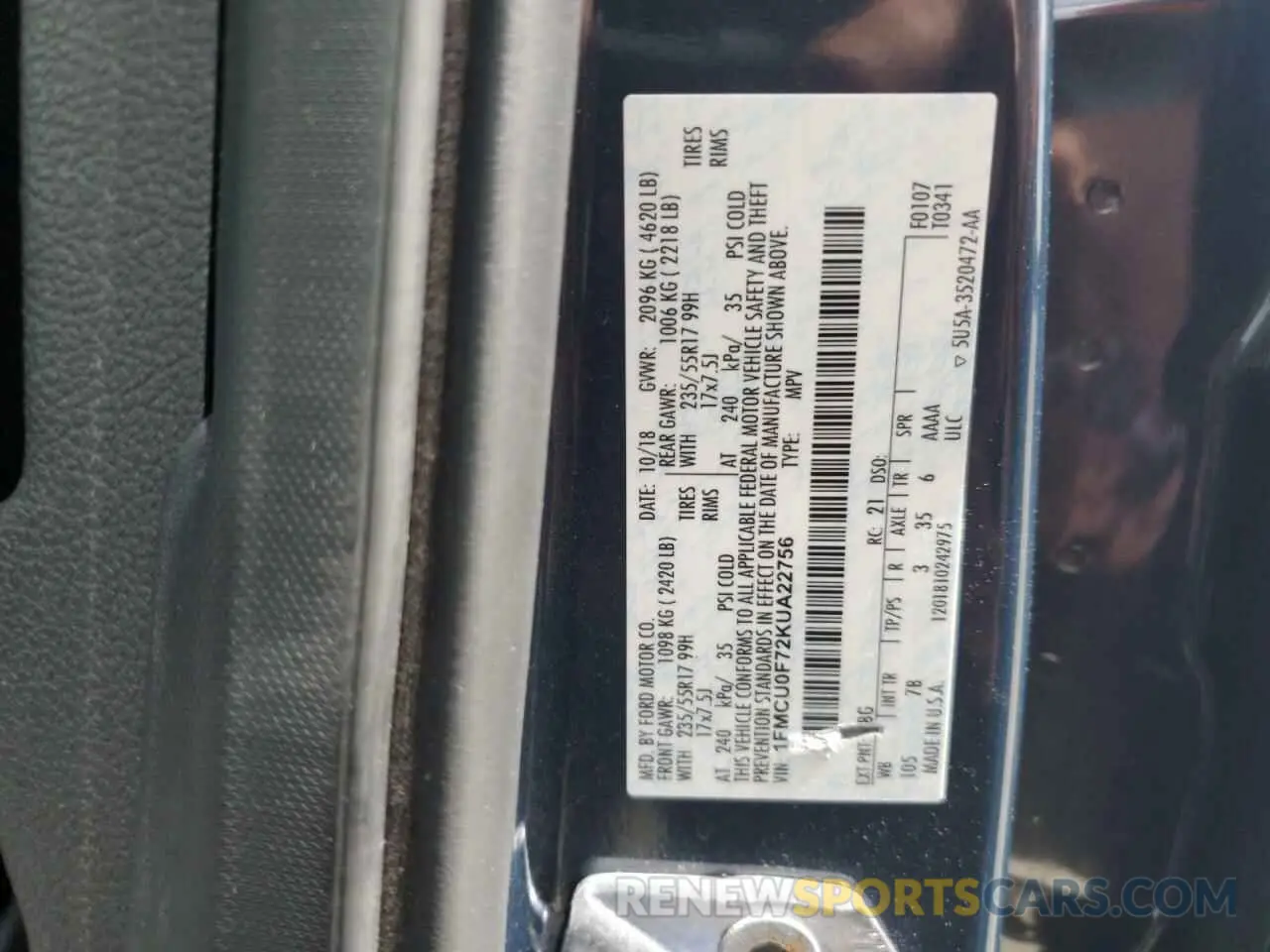 13 Photograph of a damaged car 1FMCU0F72KUA22756 FORD ESCAPE 2019
