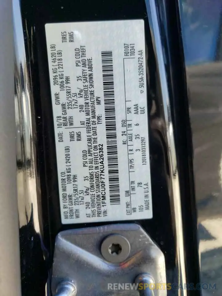 14 Photograph of a damaged car 1FMCU0F77KUA26382 FORD ESCAPE 2019