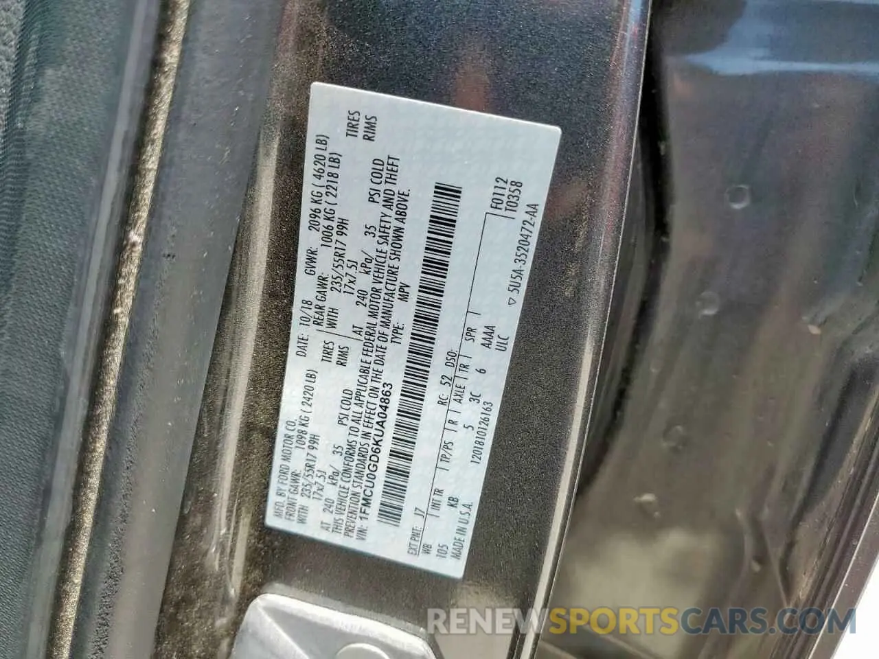 13 Photograph of a damaged car 1FMCU0GD6KUA04863 FORD ESCAPE 2019